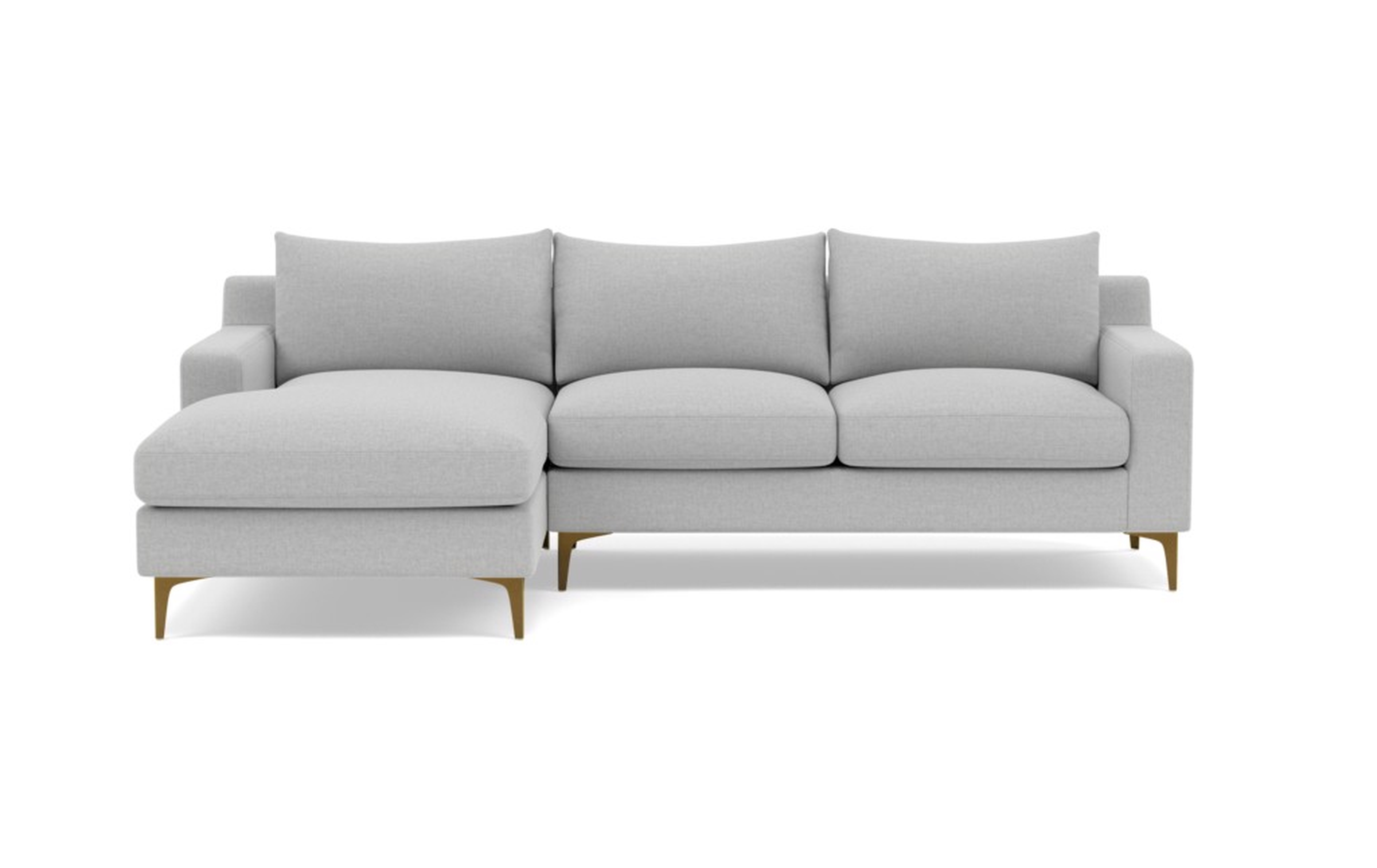SLOAN Sectional Sofa with Left Chaise, Ecru, Brass Plated Sloan Leg, 92" - Interior Define