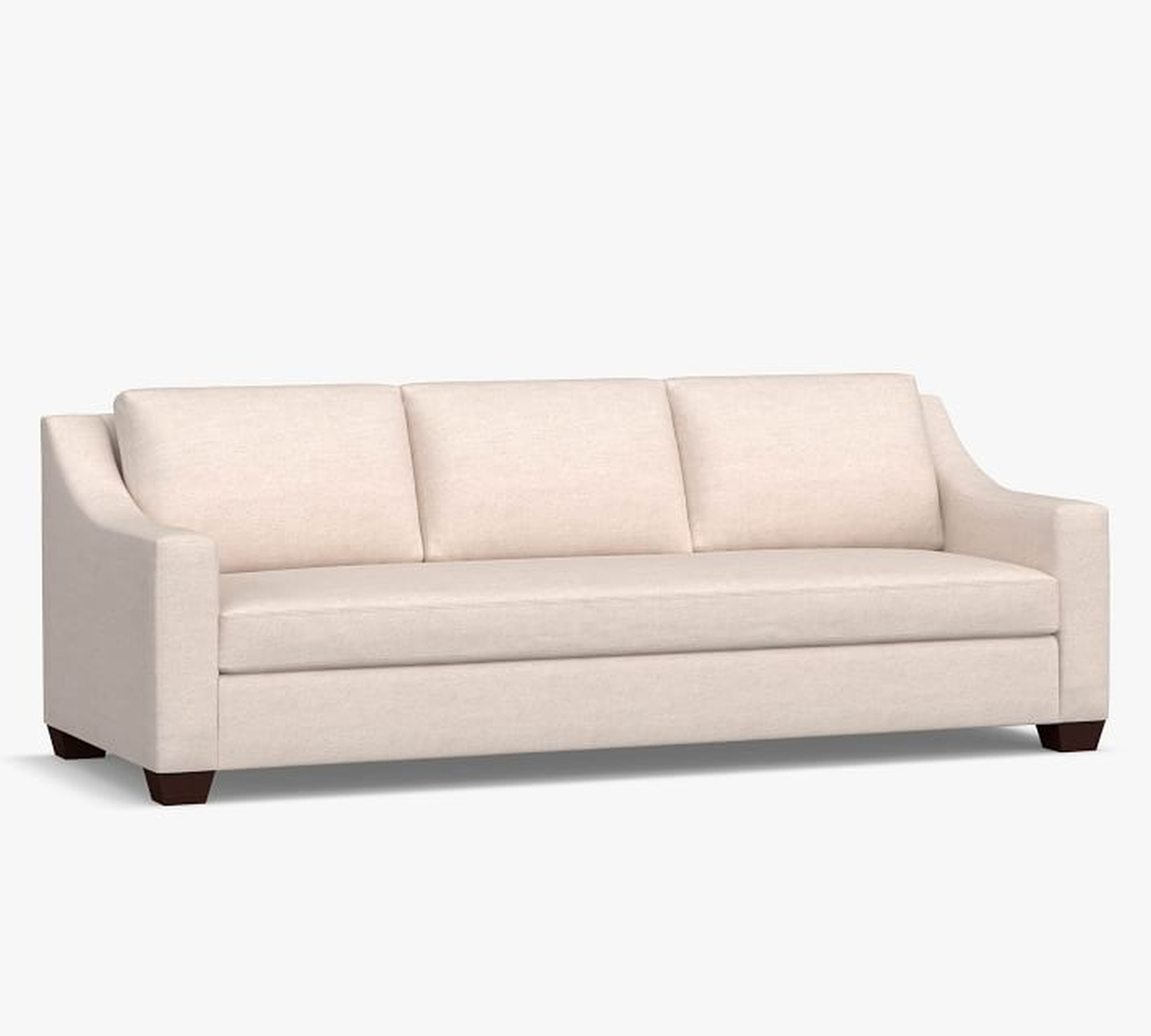 York Slope Arm Upholstered Grand Sofa 95.5" 3x1, Down Blend Wrapped Cushions, Basketweave Slub Ivory - Pottery Barn