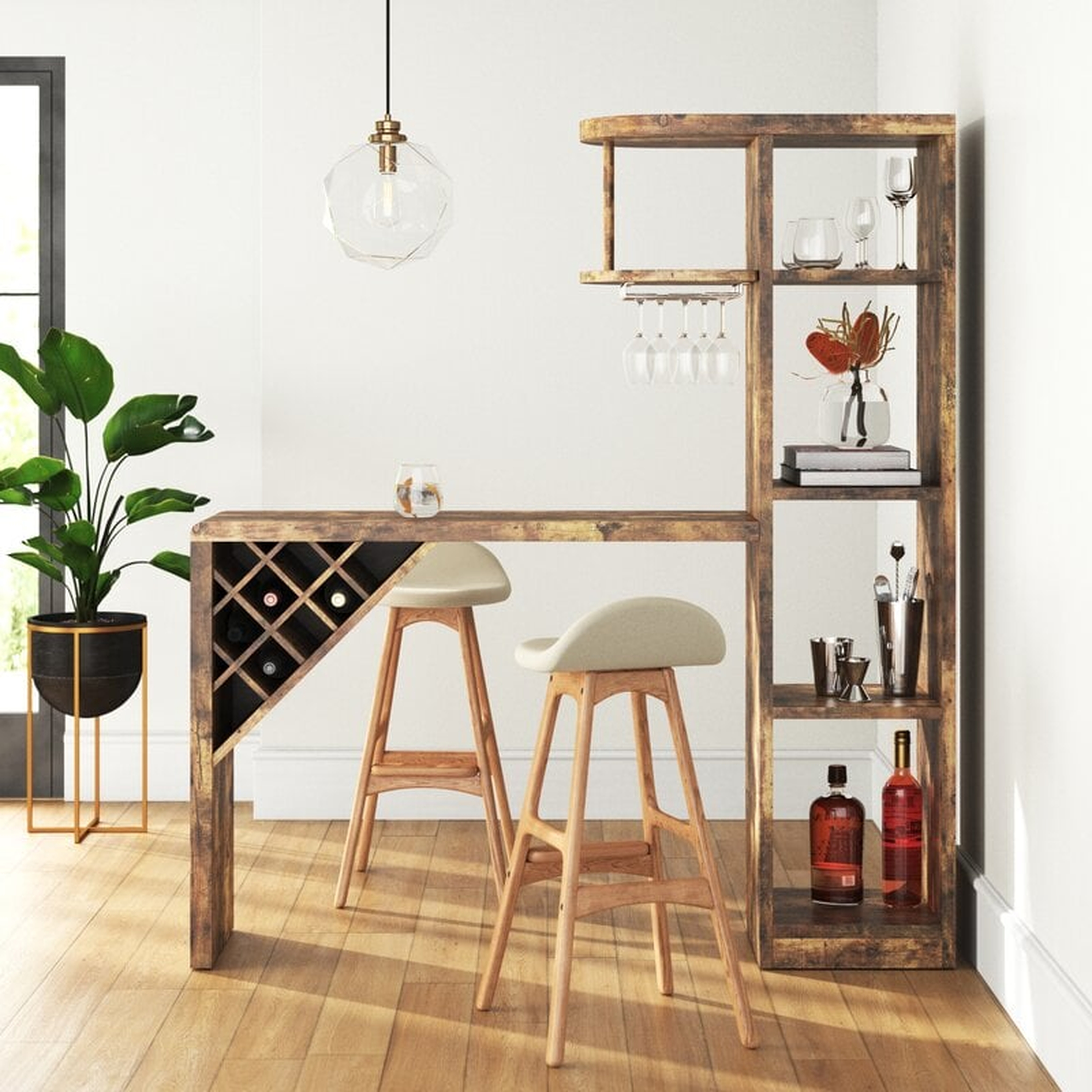 Simas Wooden Bar with Wine Storage - Wayfair