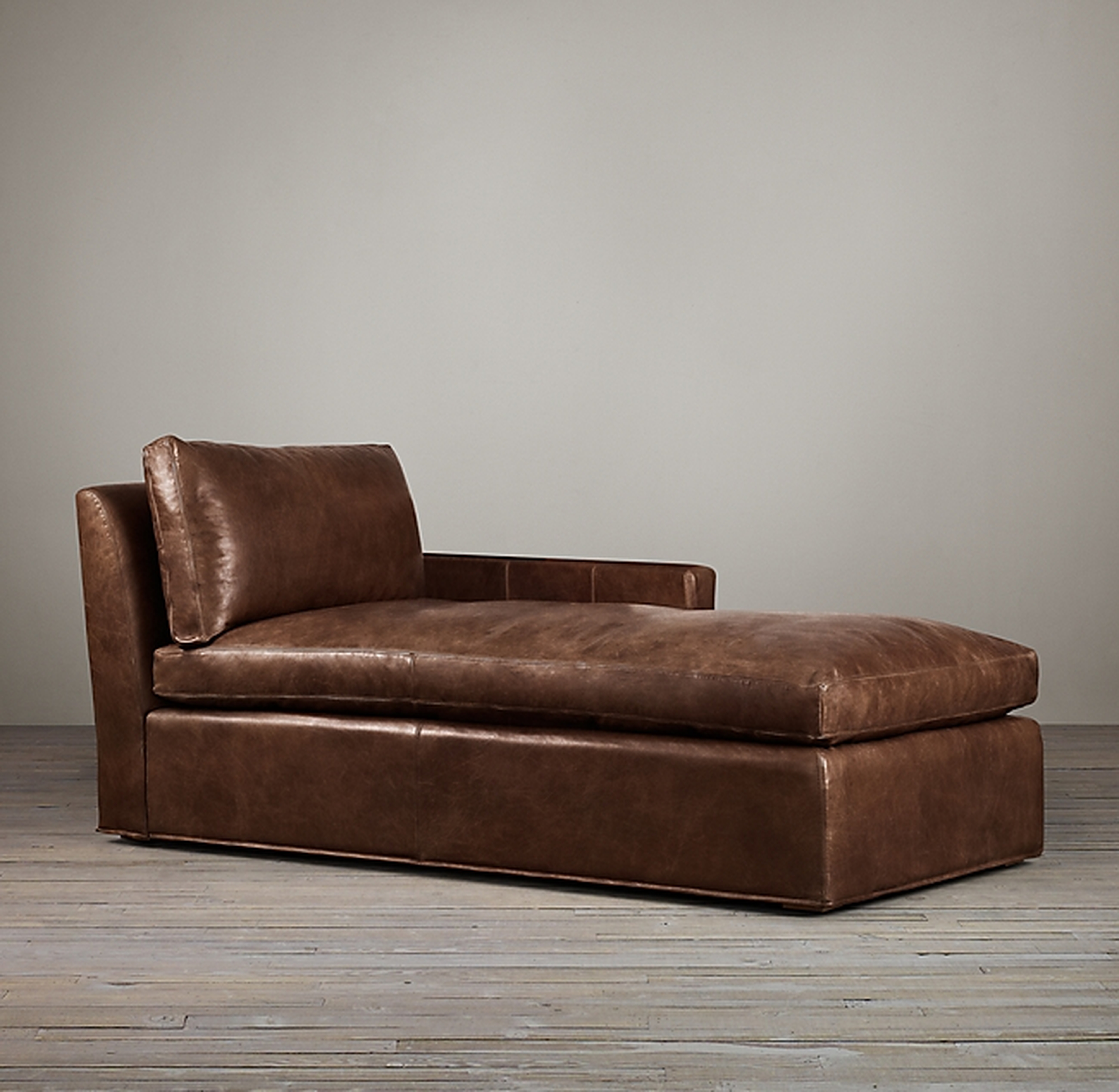 BELGIAN TRACK ARM LEATHER RIGHT-ARM CHAISE-Truffle - RH