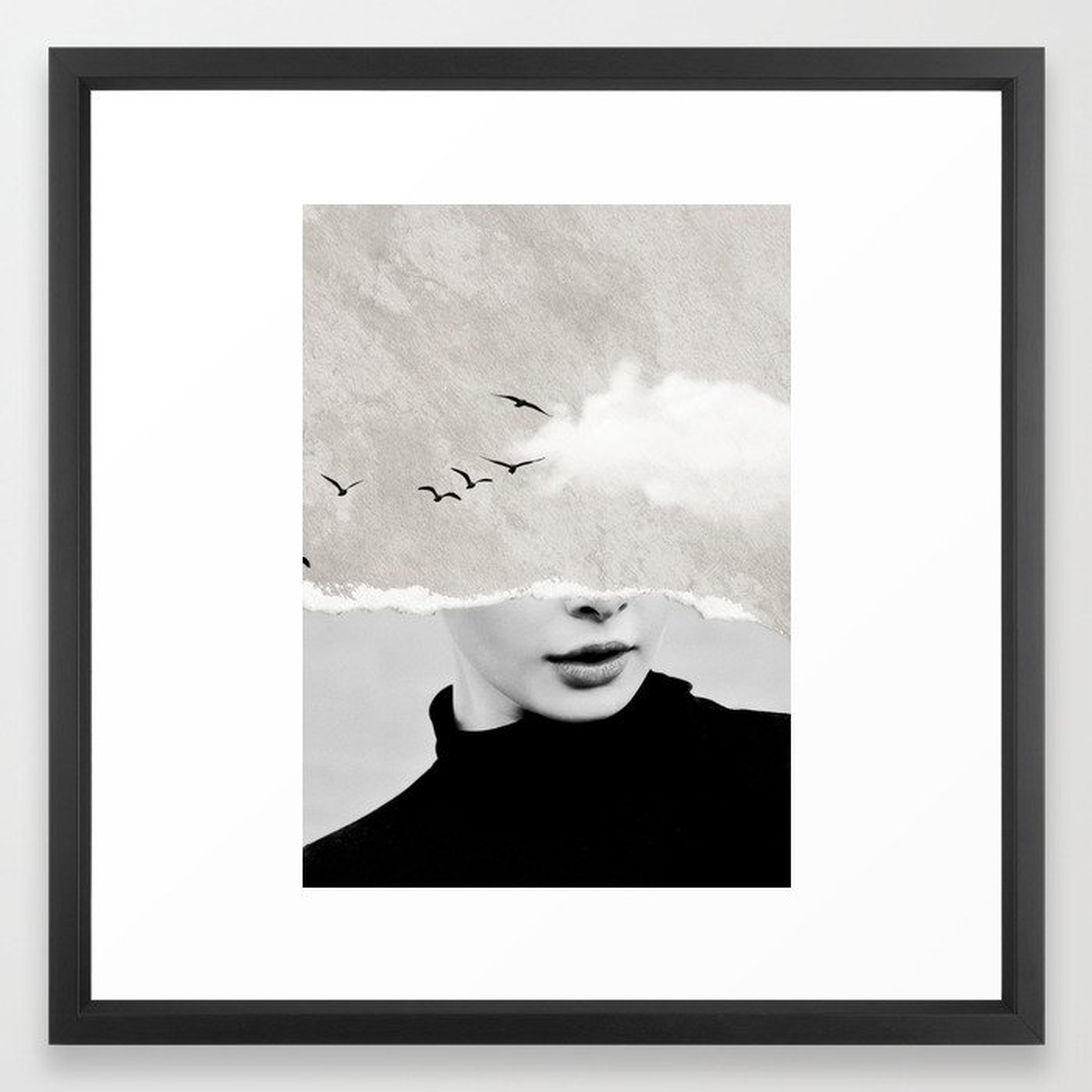Minimal collage /silence Framed Art Print - Society6