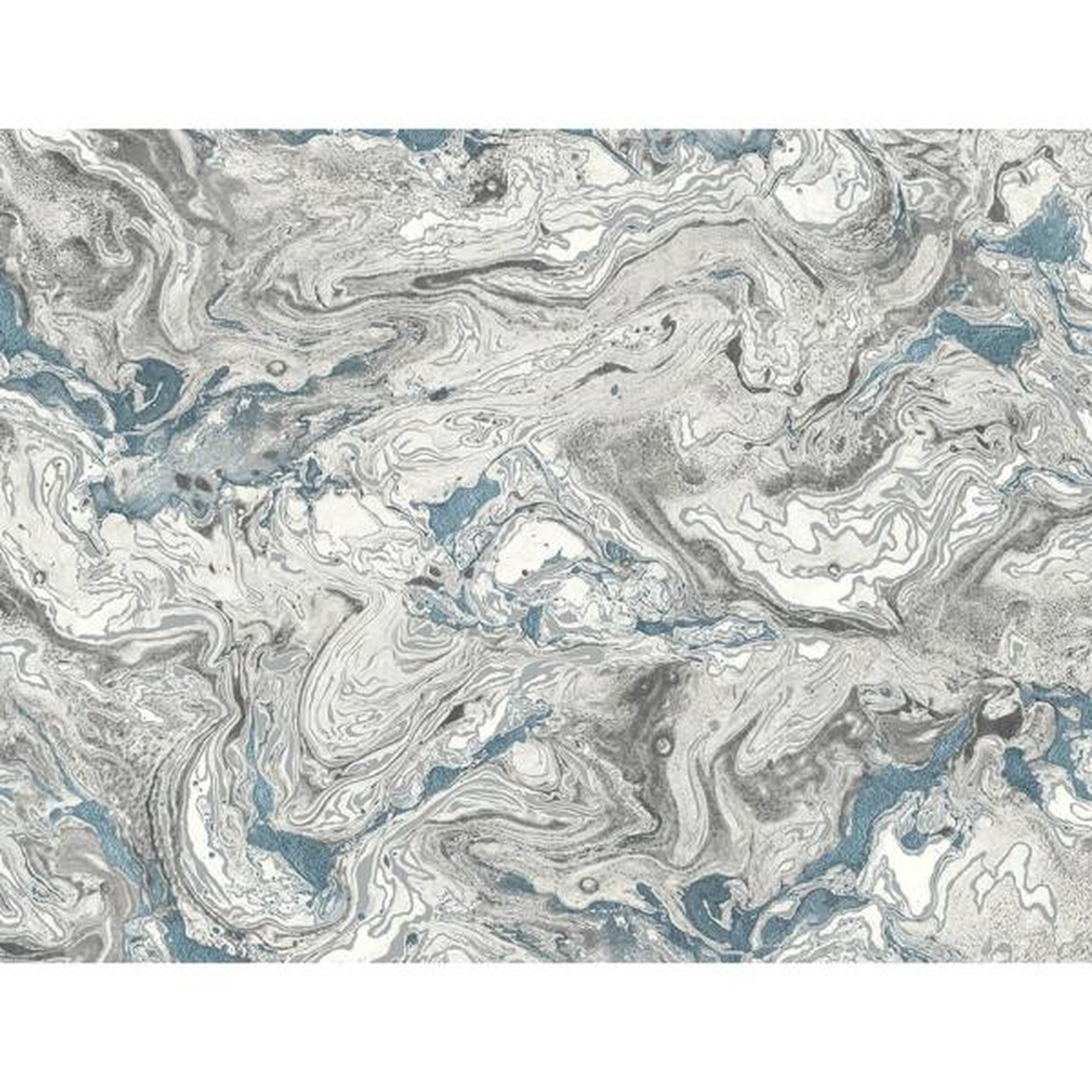 Luxe Haven Lunar Rock and Cerulean Faux Marble Peel and Stick Wallpaper (Covers 40.5 sq. ft.) - York Wallcoverings