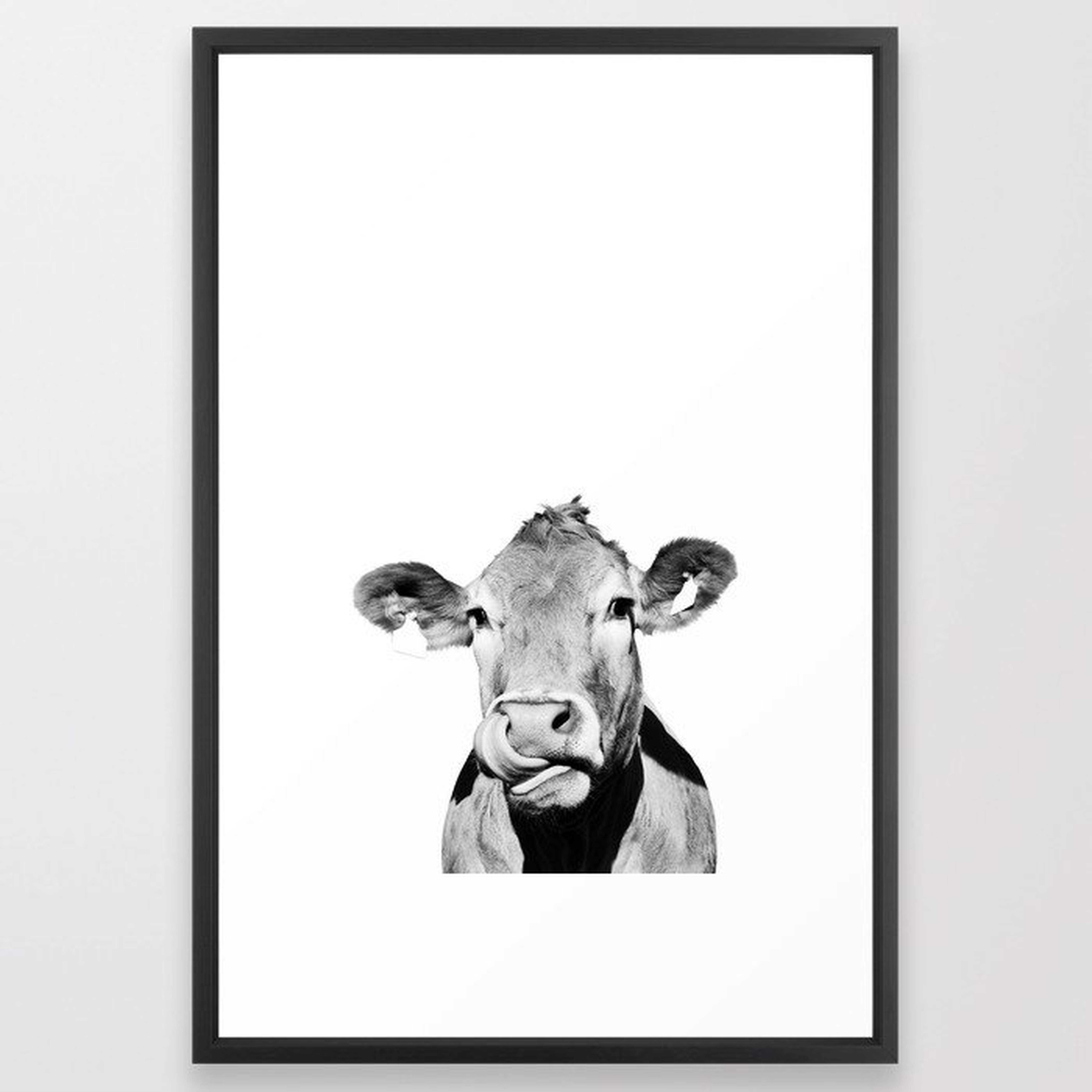 Cow photo - black and white Framed Art Print - Society6