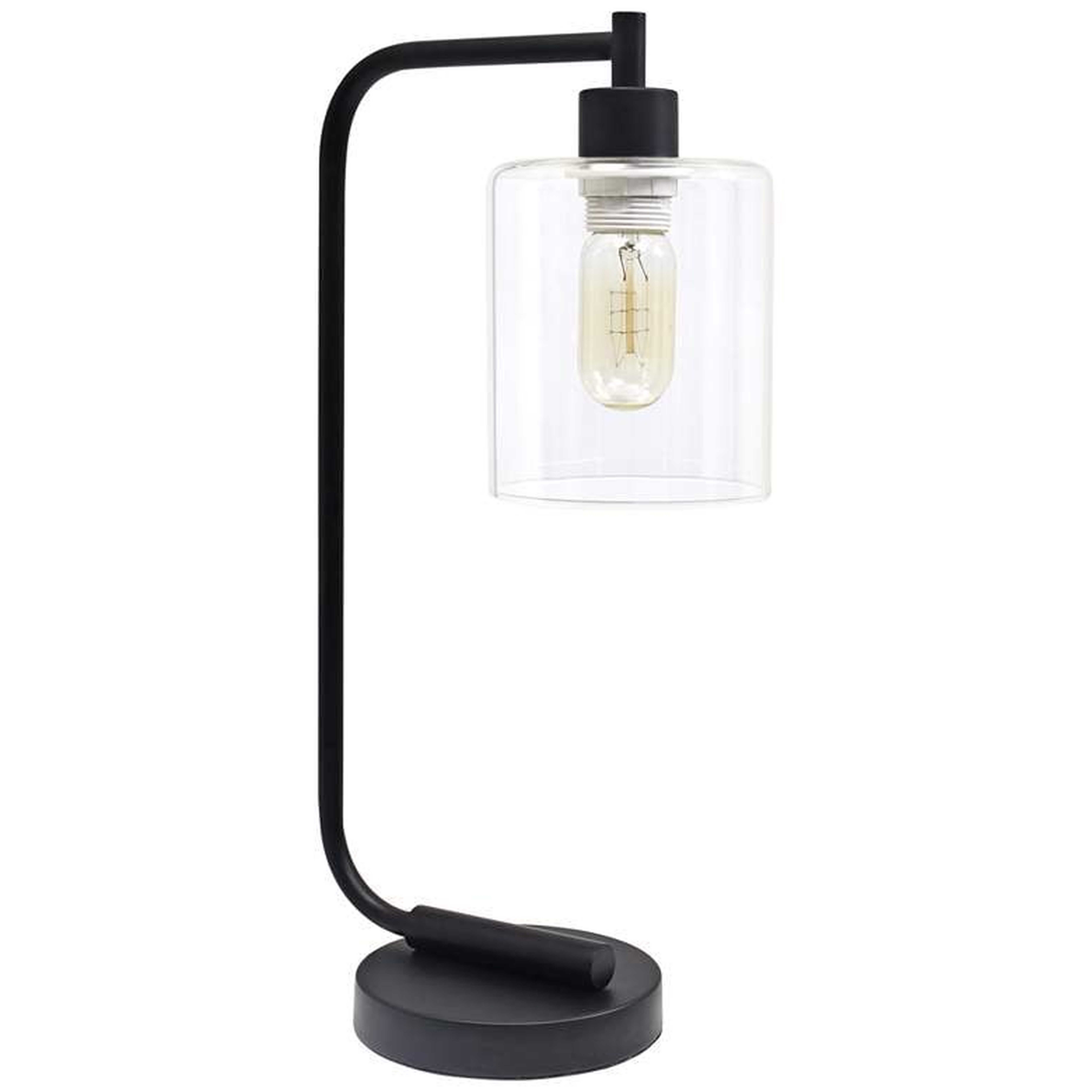 Botehlo Matte Black and Glass Shade Lantern Desk Lamp - Lamps Plus