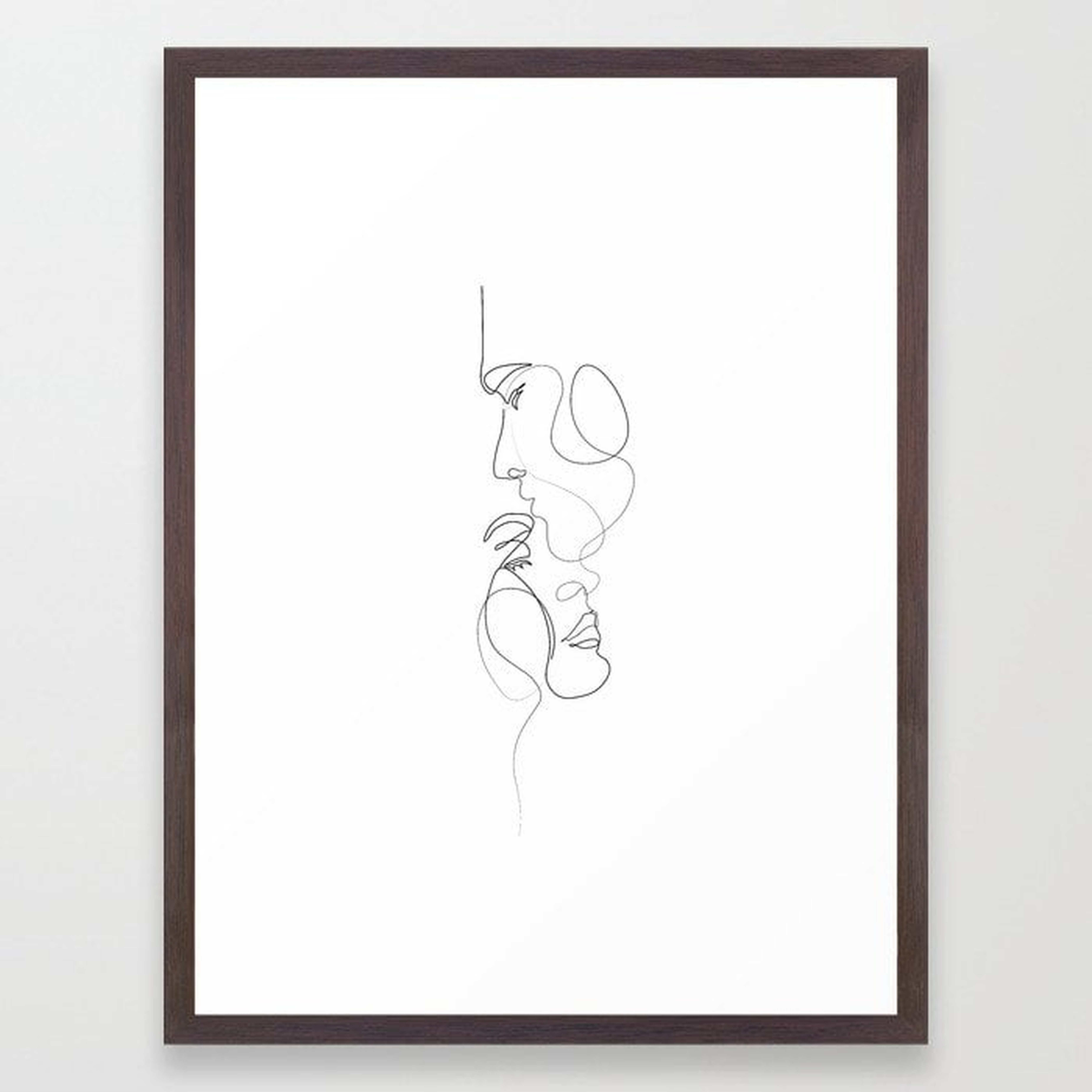 Lovers - Minimal Line Drawing Art Print 2 Framed Art Print by UrbanWallArts- 20x26 conservation walnut - Society6