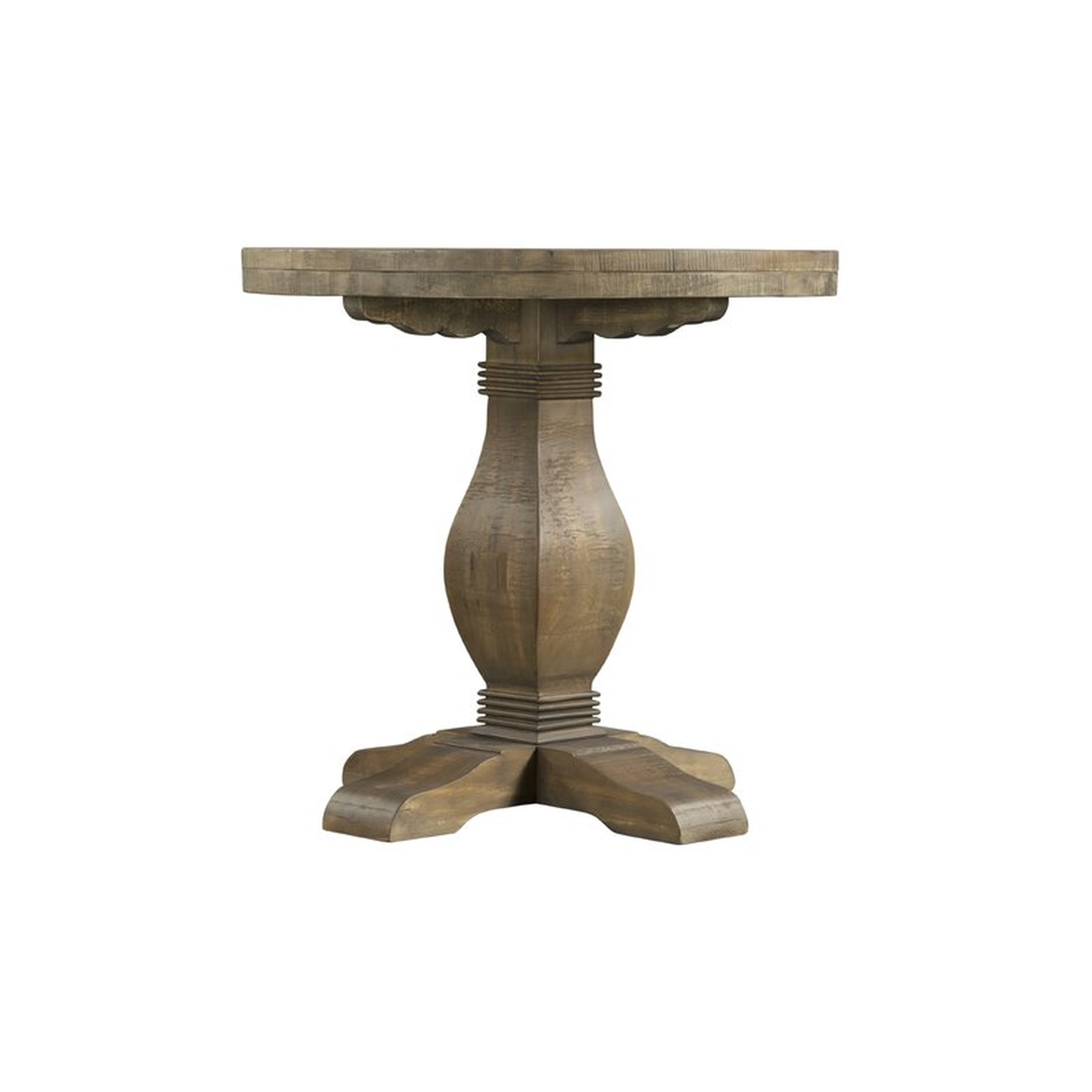 Casanovia Pedestal Round End Table, White Stain And Reclaimed Natural - Wayfair
