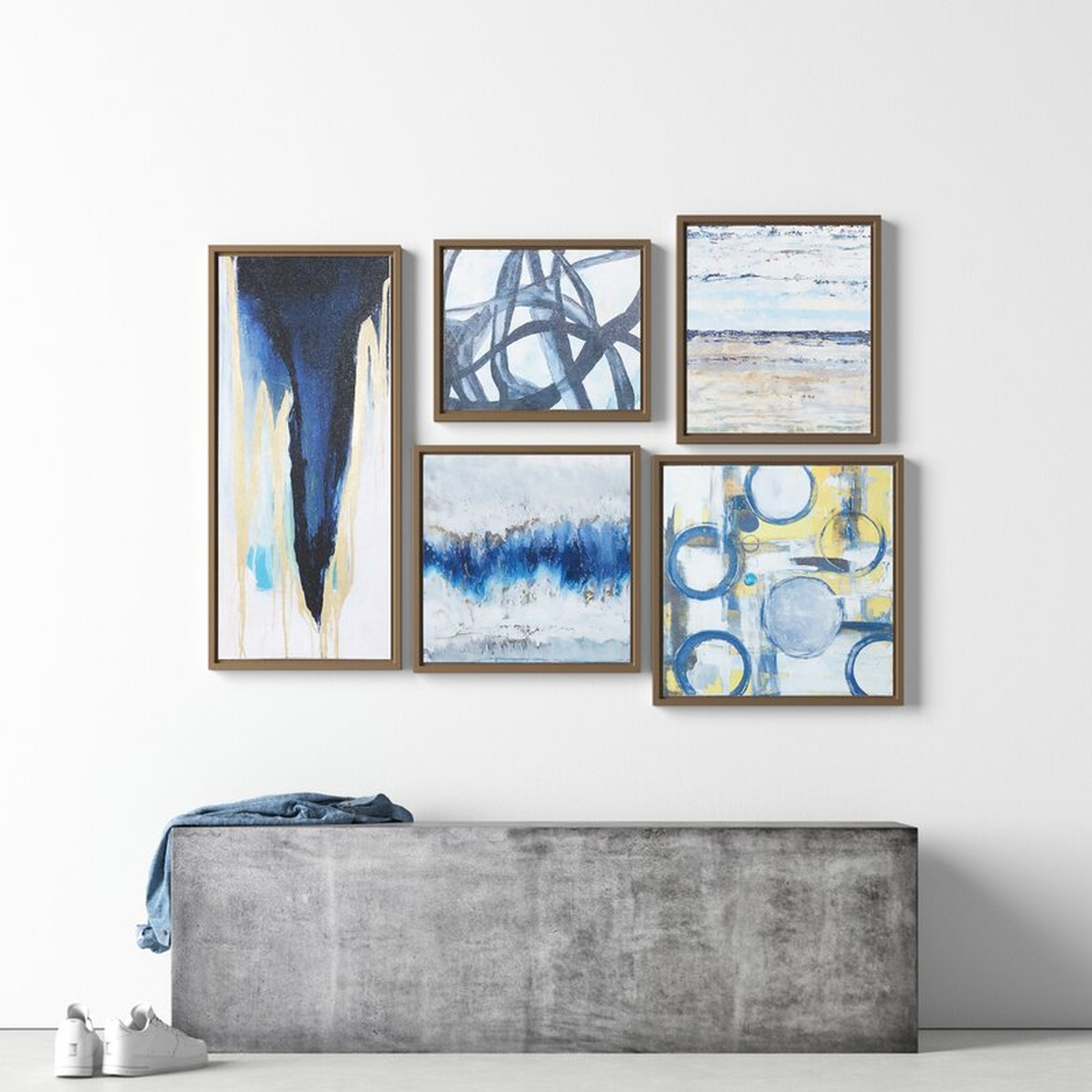 Maysen Blue Bliss - 5 Piece Wrapped Canvas Graphic Art Print Set - Wayfair
