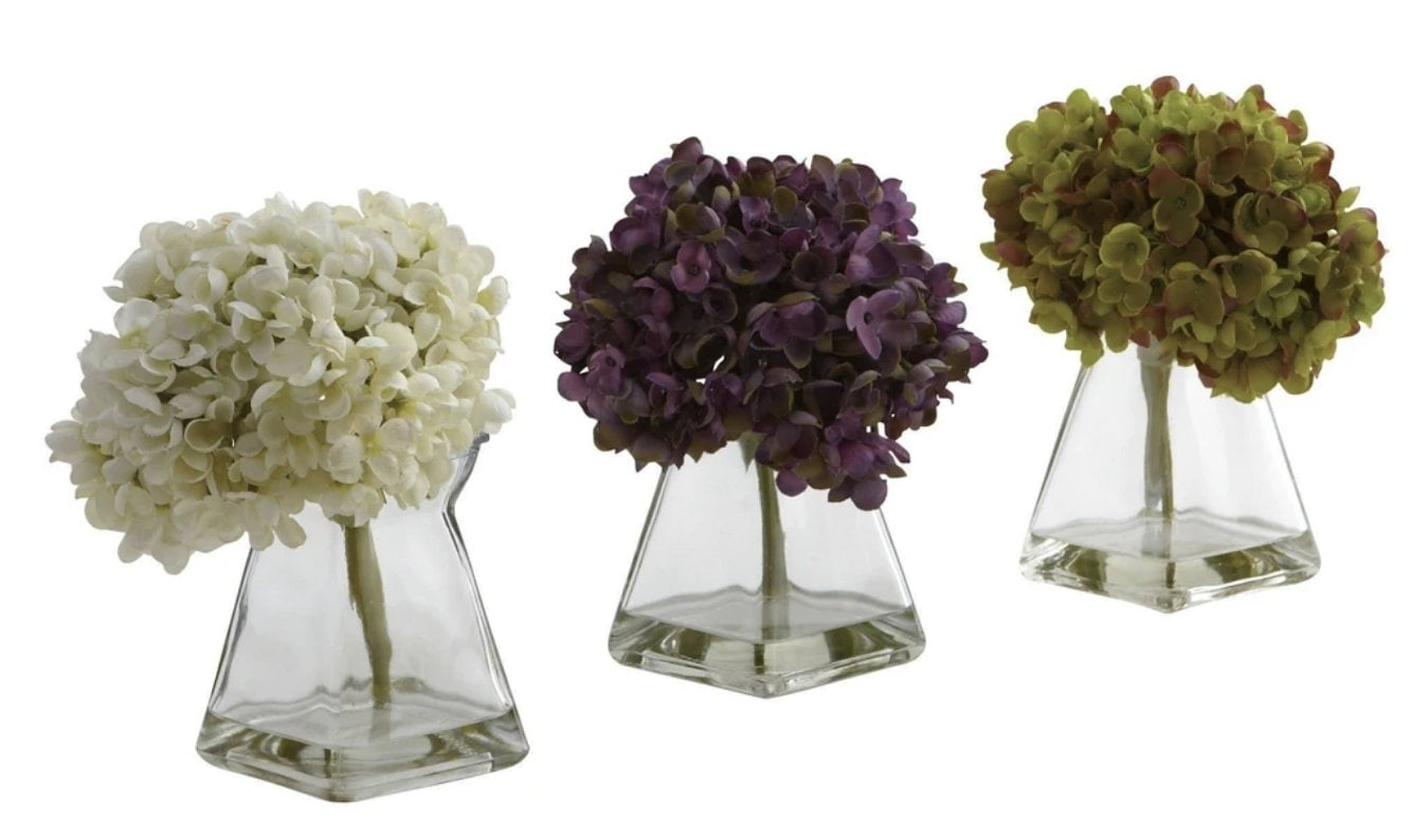 Hydrangea w/Vase (Set of 3) - Nearly Natural