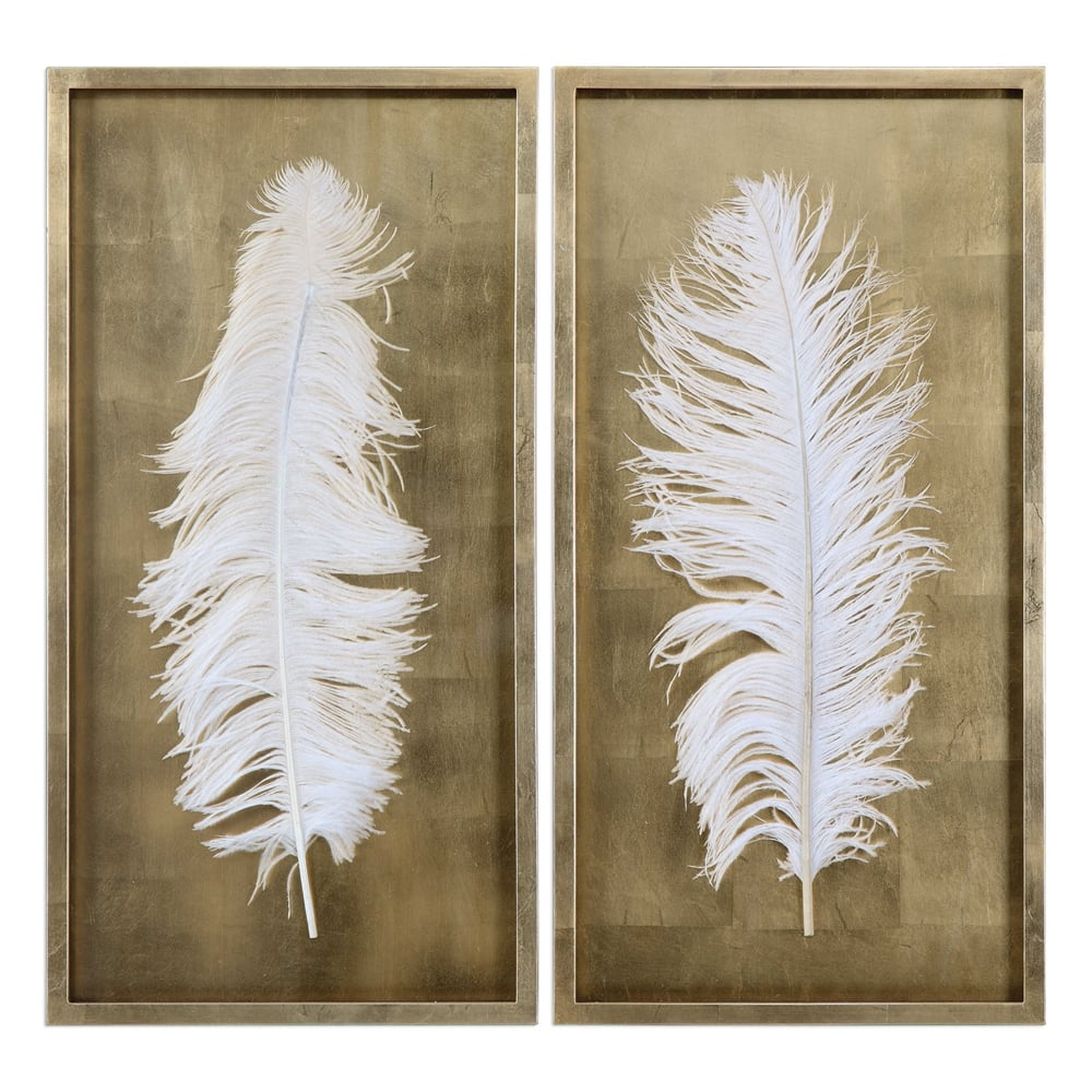 White Feathers 34"H Shadow Box, S/2 - Hudsonhill Foundry