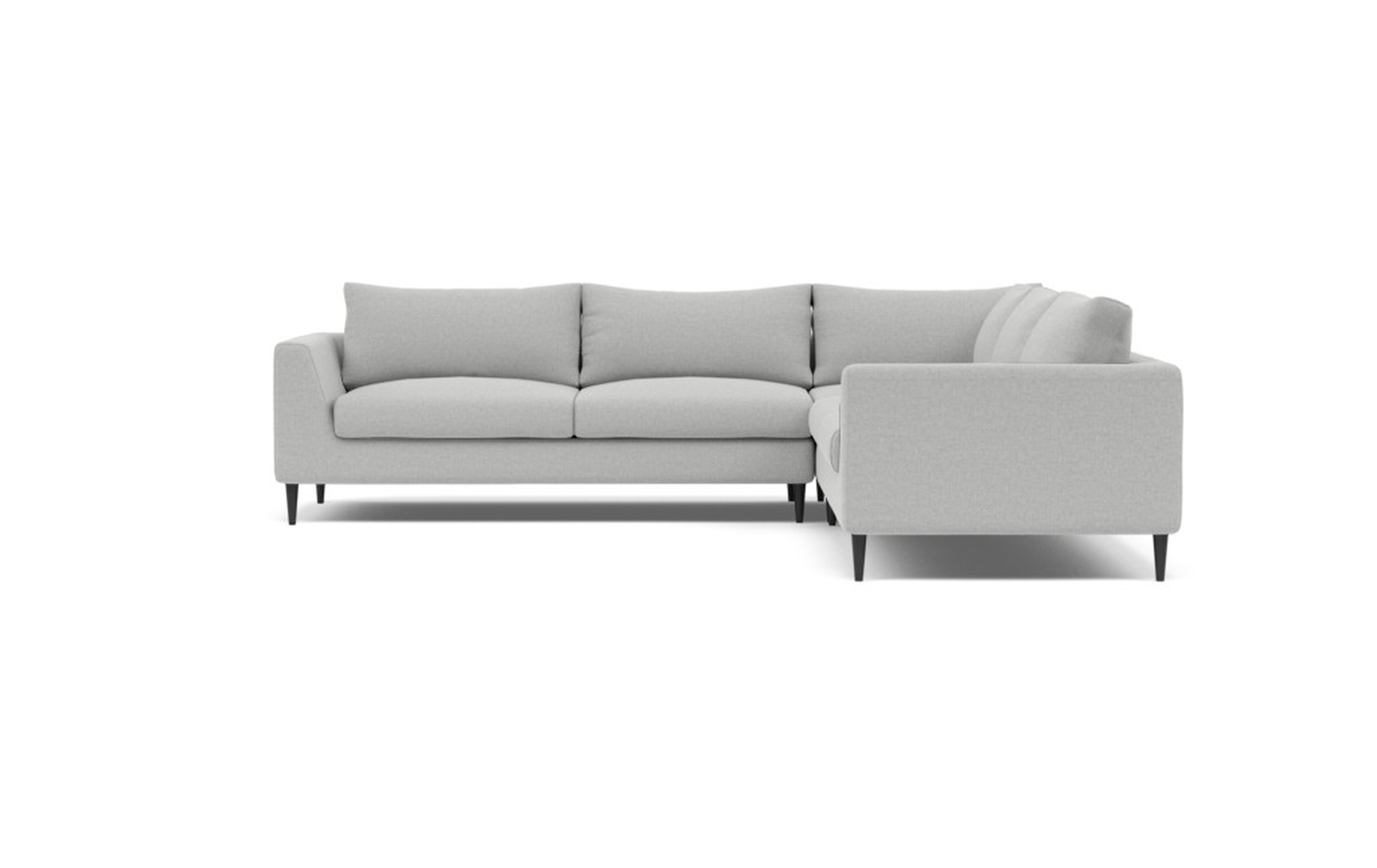 Asher Corner Sectional Sofa-Ecru Monochromatic Plush-Painted Black Tapered Round Wood Leg - Interior Define