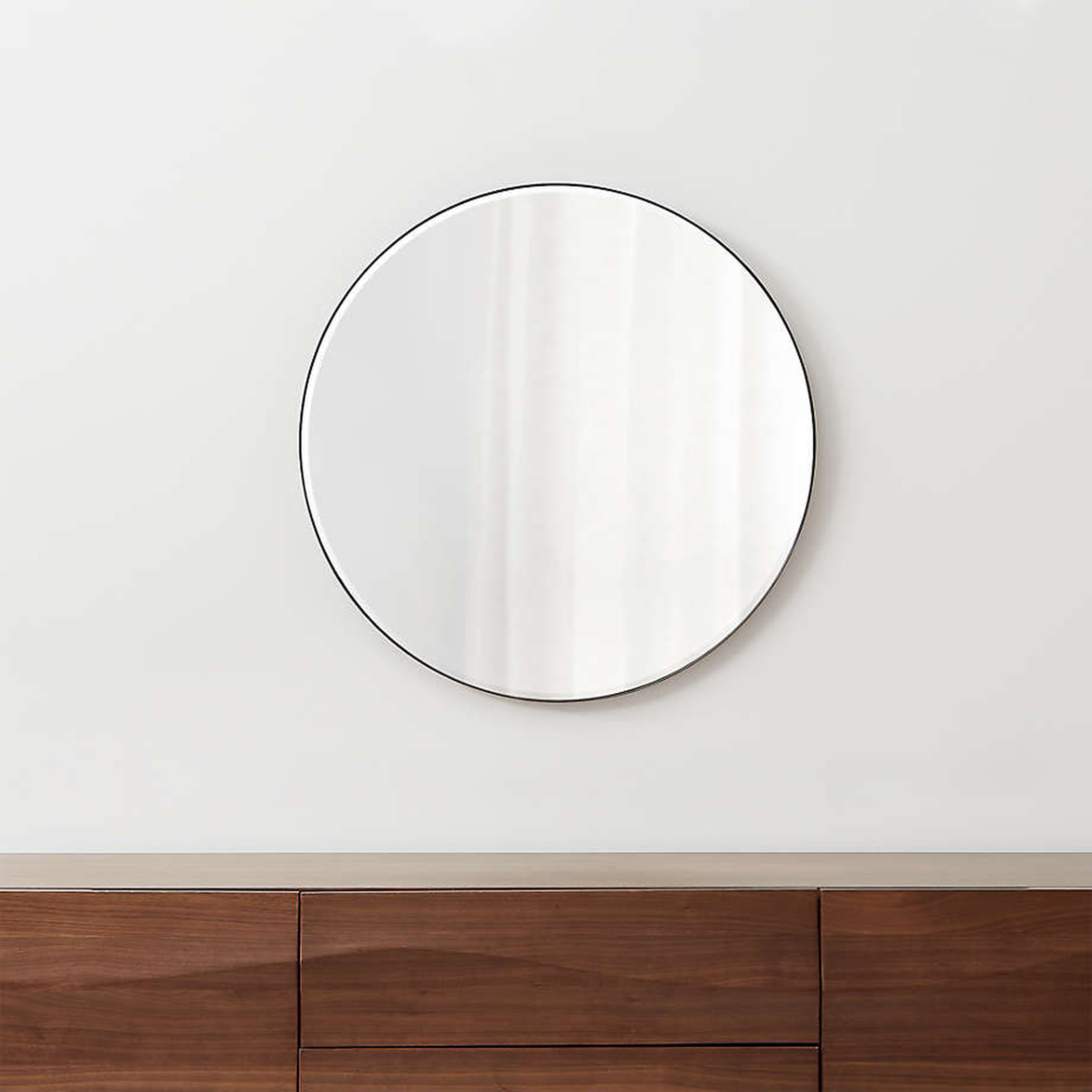 Edge Black Round 30" Wall Mirror - Crate and Barrel