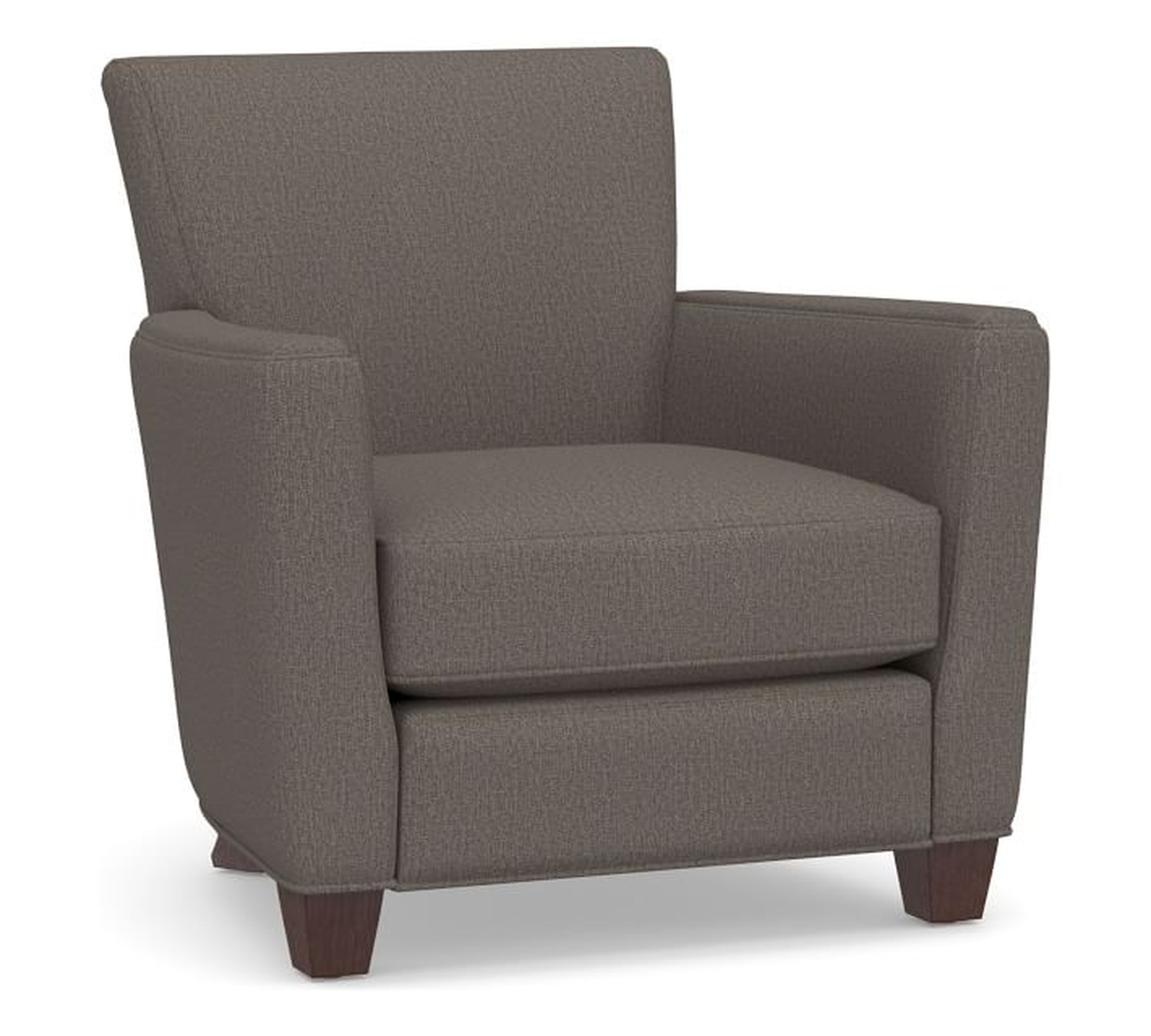 Irving Square Arm Upholstered Recliner without Nailheads, Polyester Wrapped Cushions, Performance Heathered Tweed Graphite - Pottery Barn