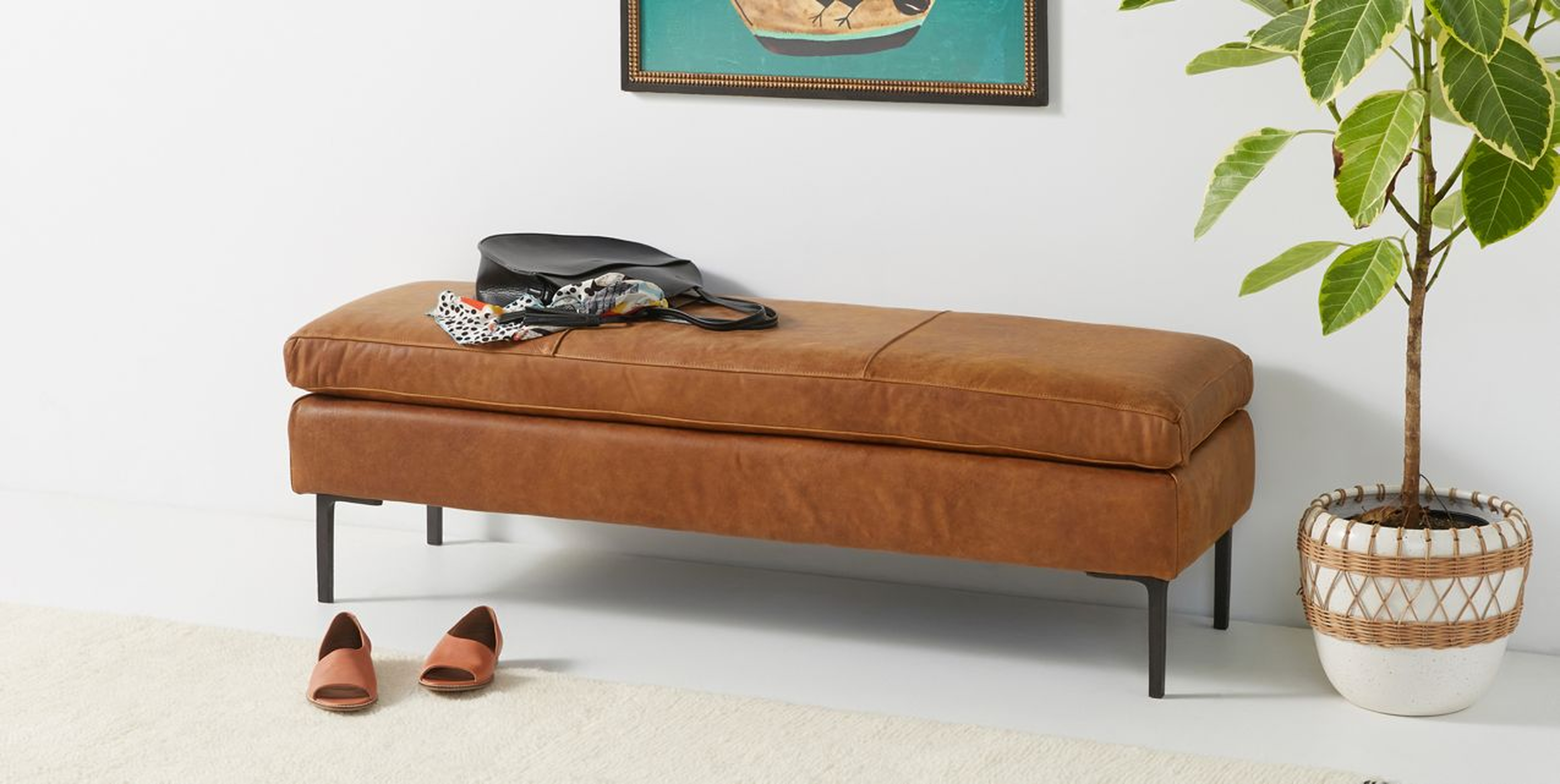 Edlyn Leather Bench - Anthropologie