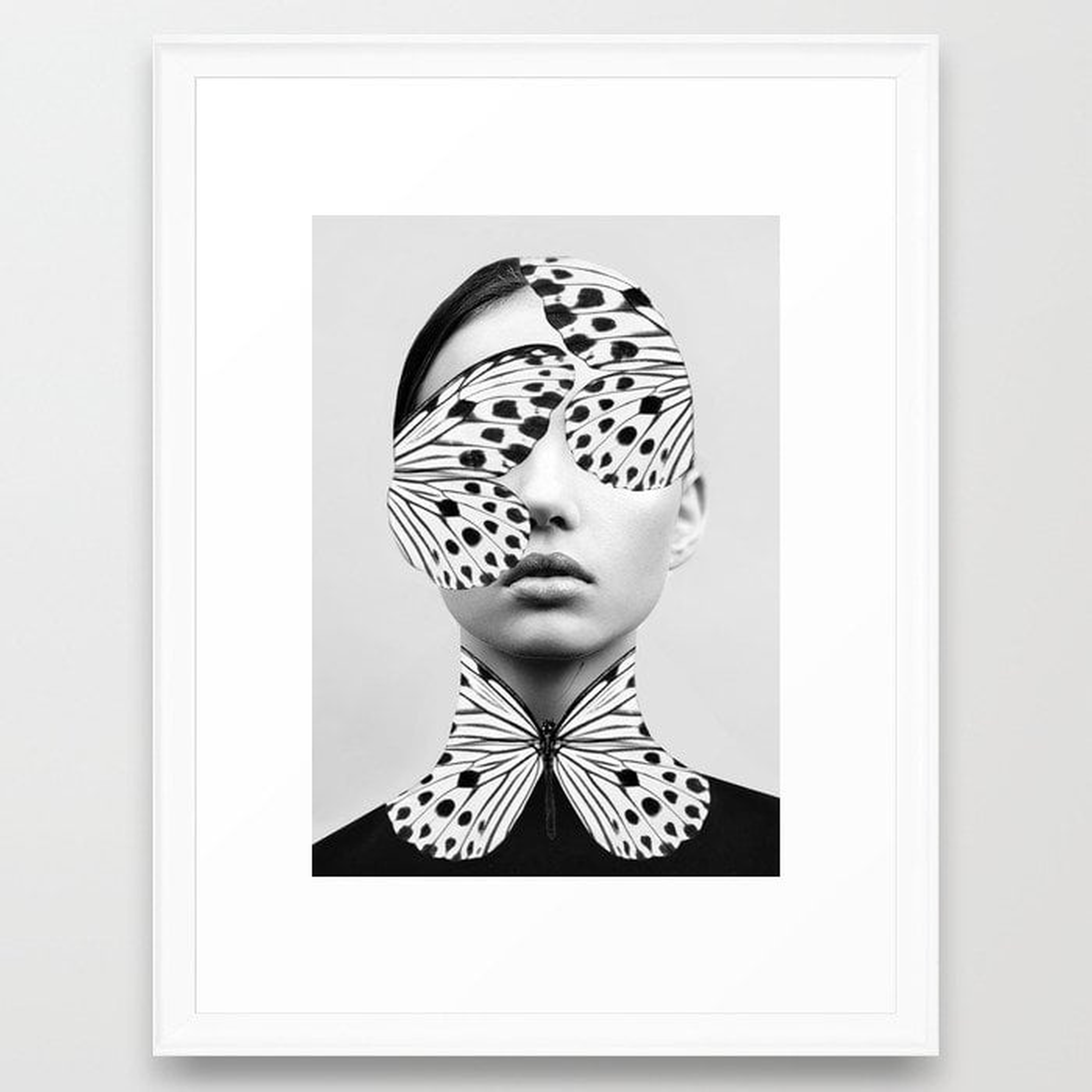 Woman Butterfly Framed Art Print- Vector Black 20x26 - Society6