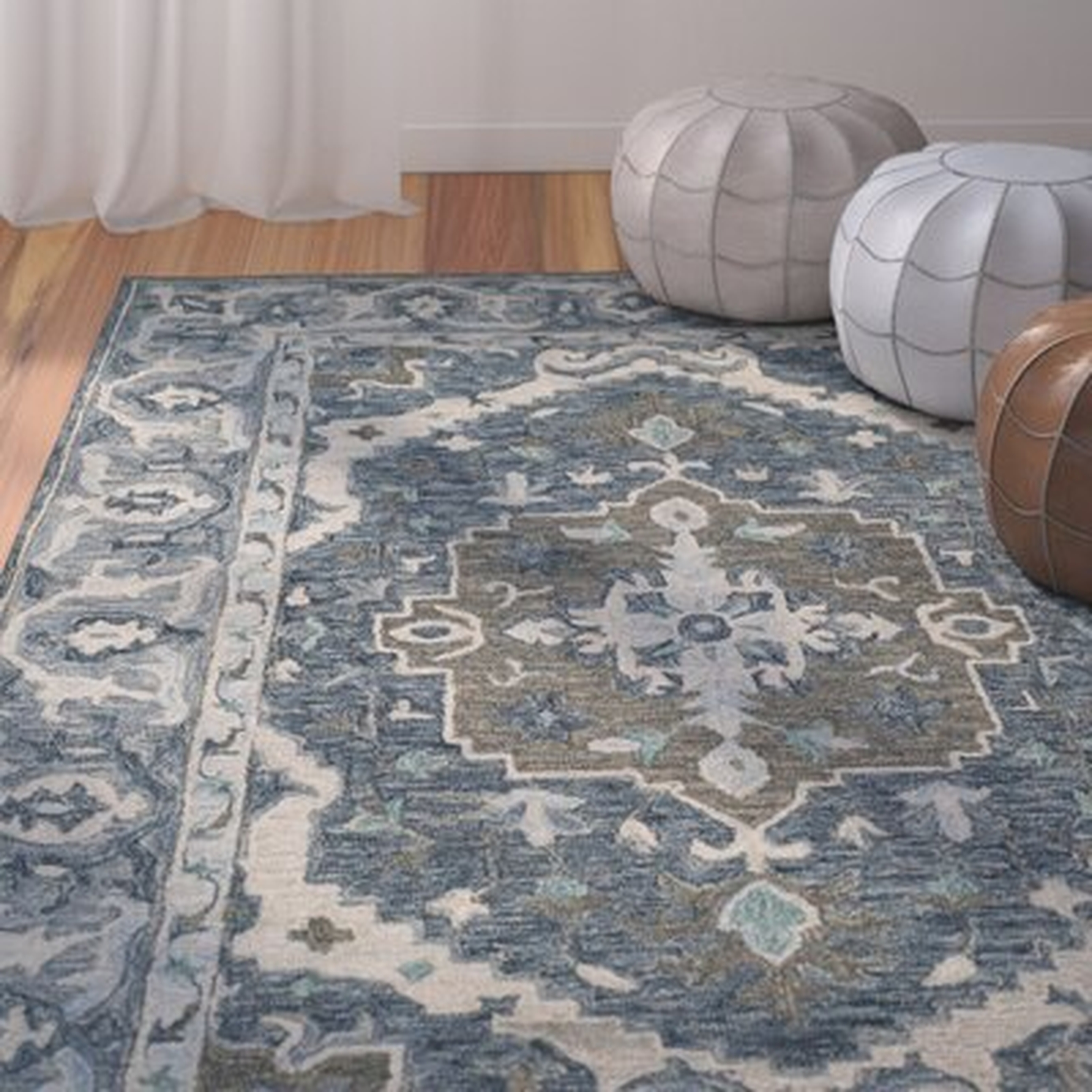 Vahakn Hand-Tufted Wool Dark Blue Area Rug - Wayfair