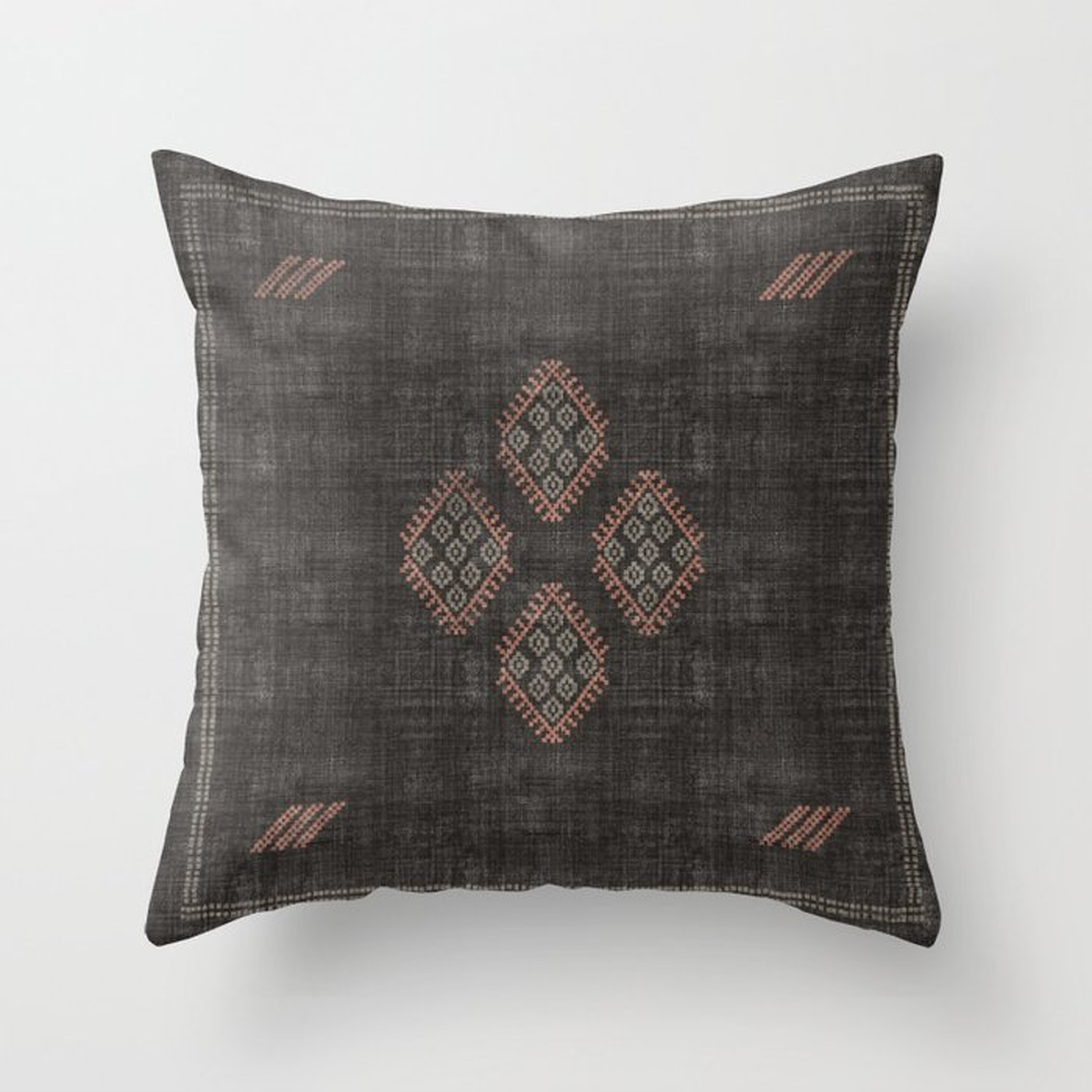 Kilim in Black and Pink Throw Pillow - Society6