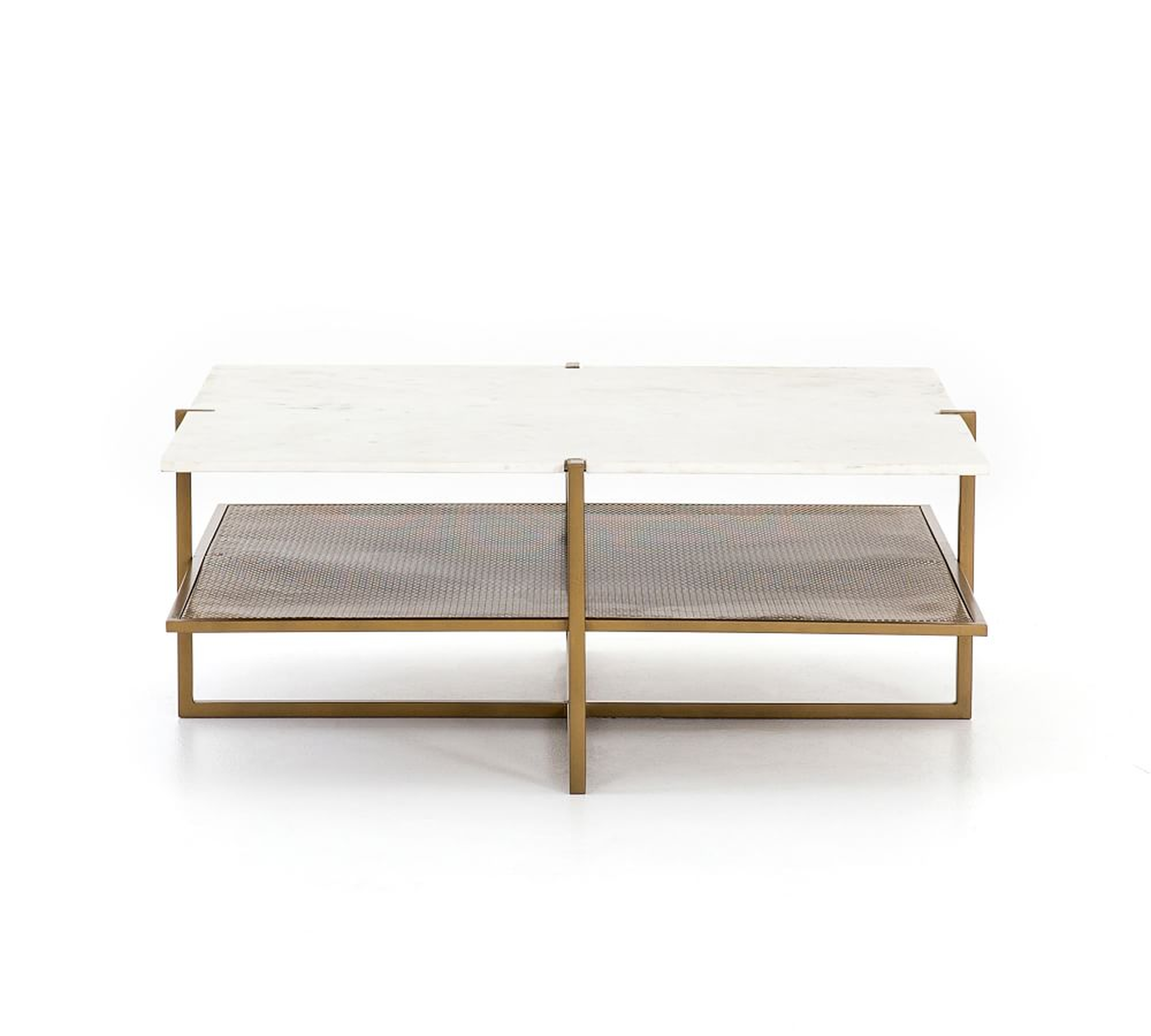 Hyla Marble Coffee Table, Brass - Pottery Barn