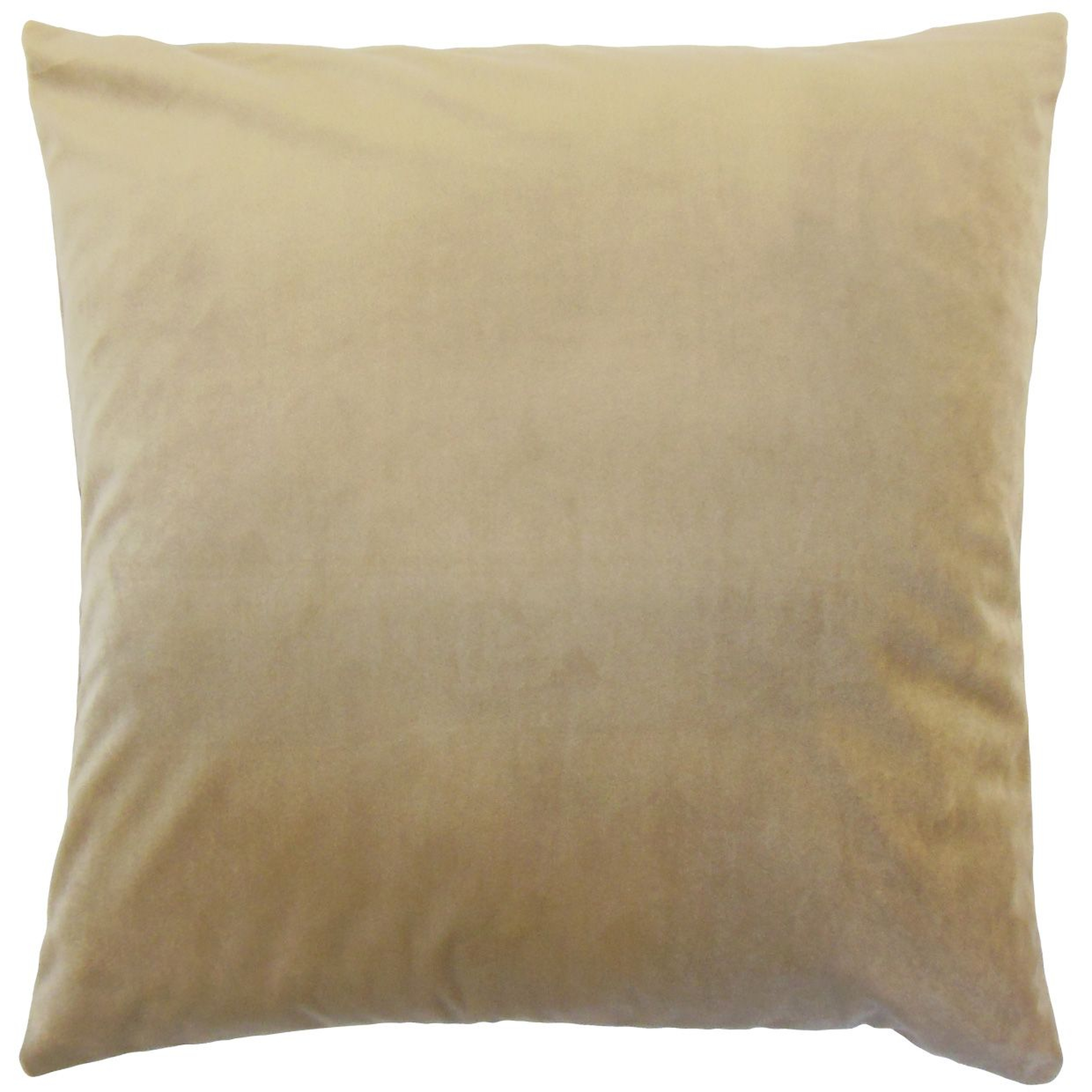 Classic Velvet Pillow, Latte, 18" x 18" - Havenly Essentials