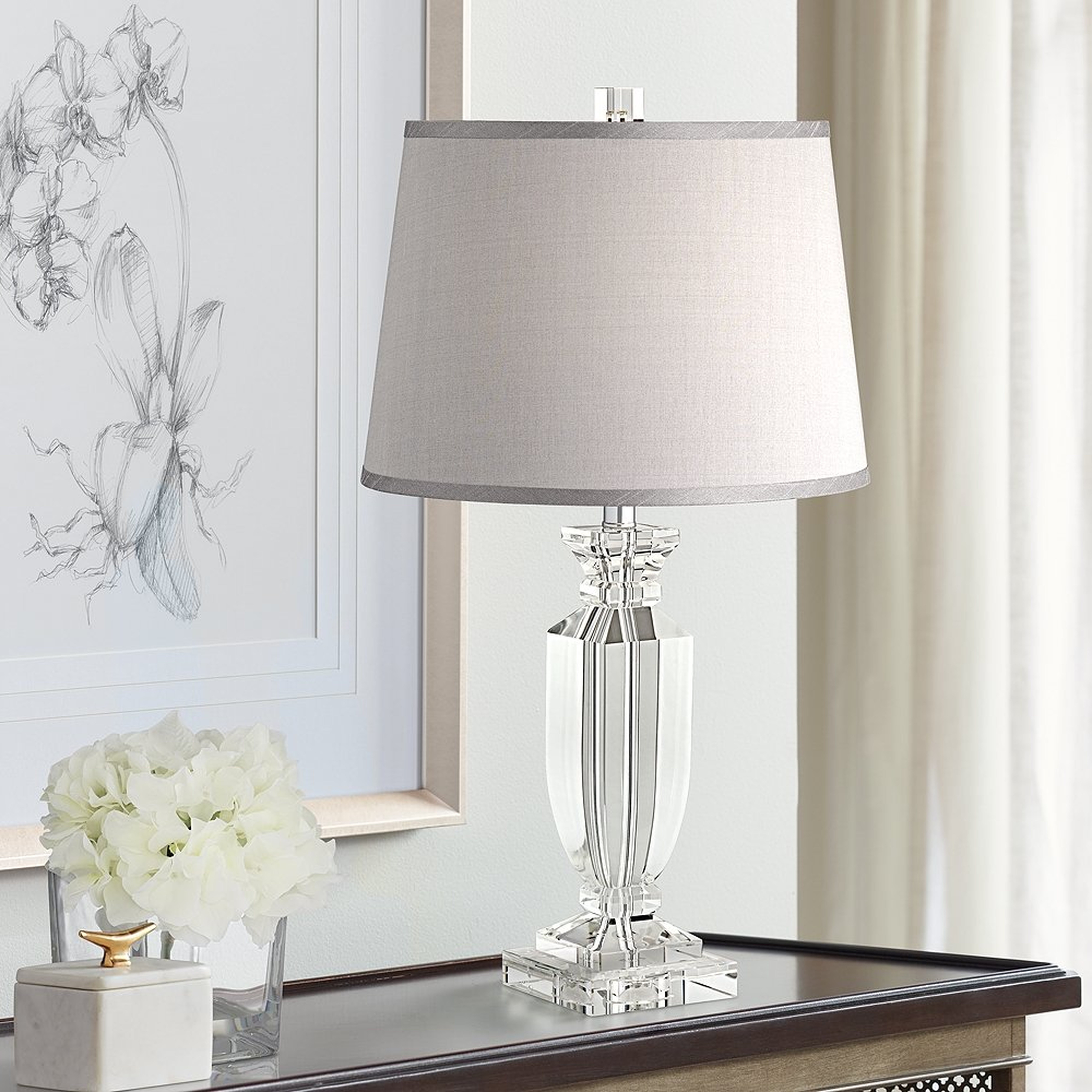 Sherry Crystal Table Lamp with Gray Shade - Style # 53X57 - Lamps Plus