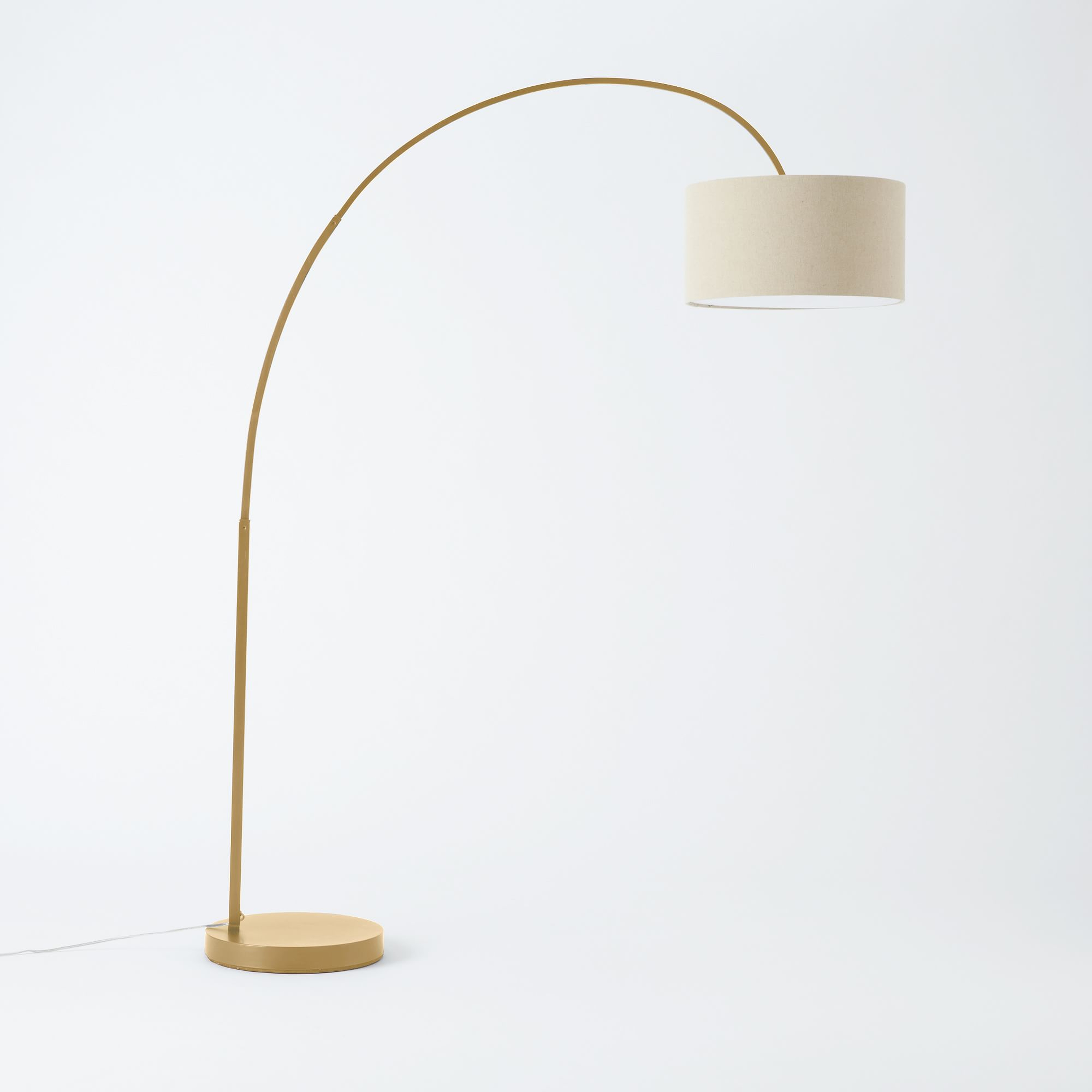 Overarching Floor Lamp, Antique Brass & Natural Linen - West Elm