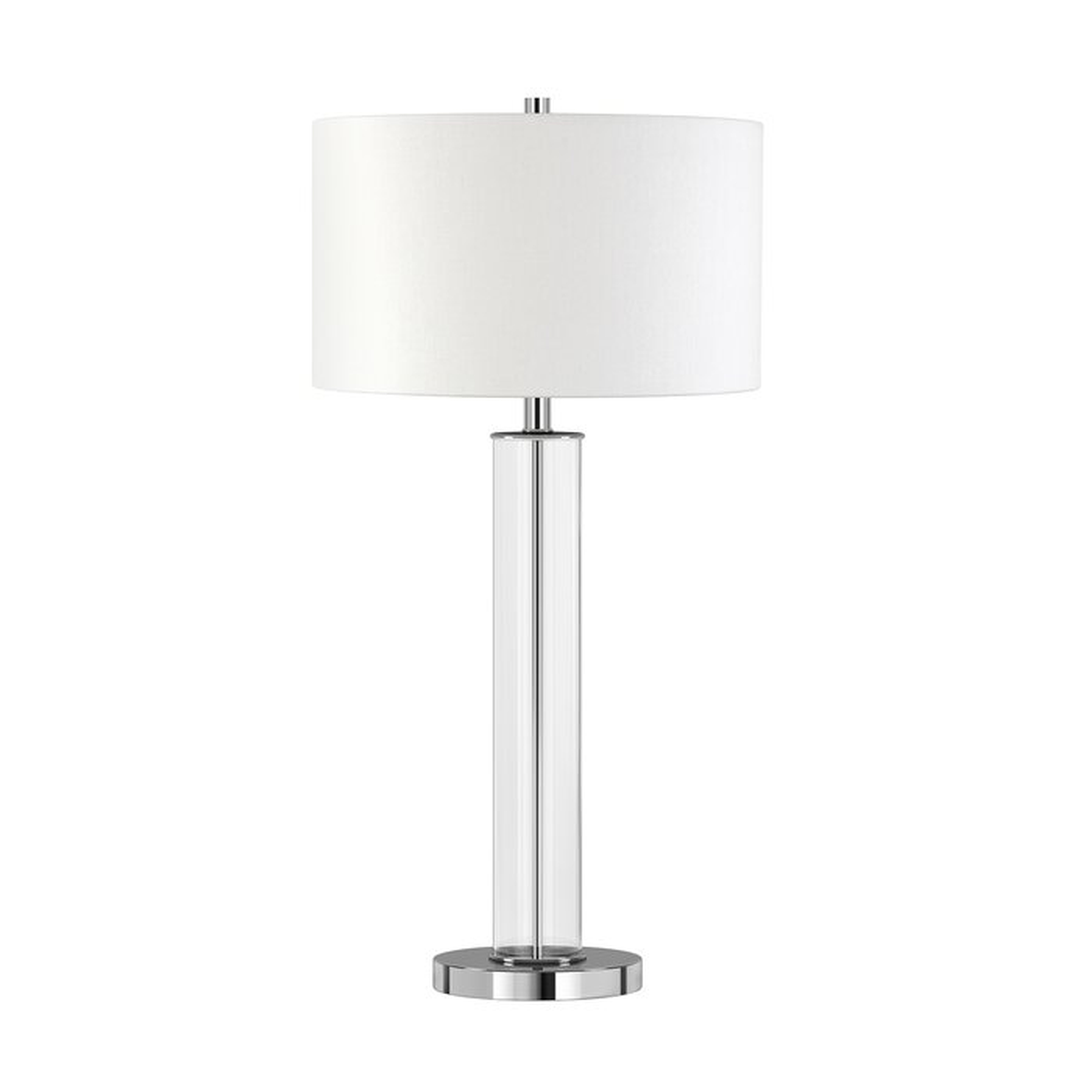 Skye 29.5" Table Lamp, Silver/Clear Base, White Shade - Wayfair