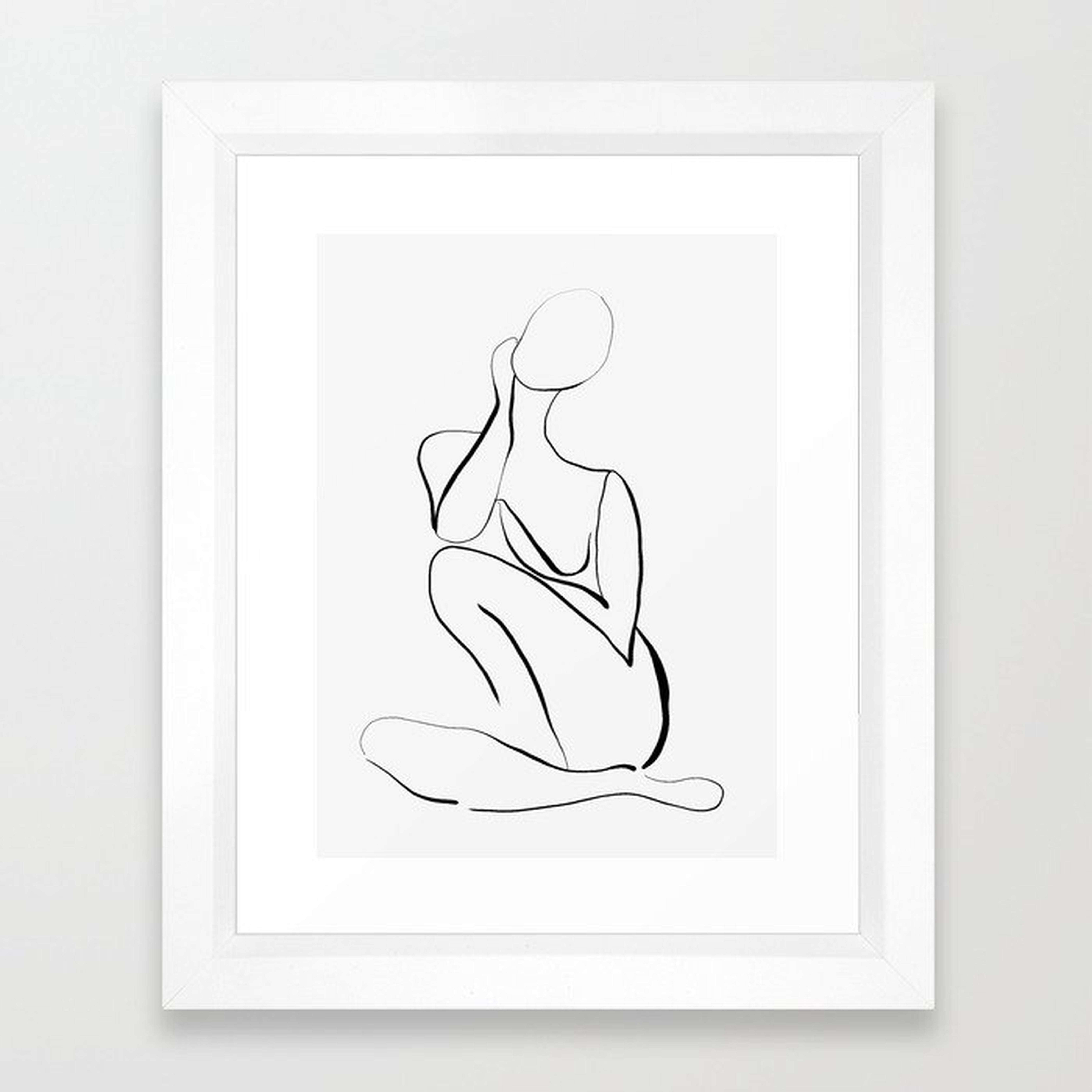 Female Figure Line Art Framed Art Print - Society6