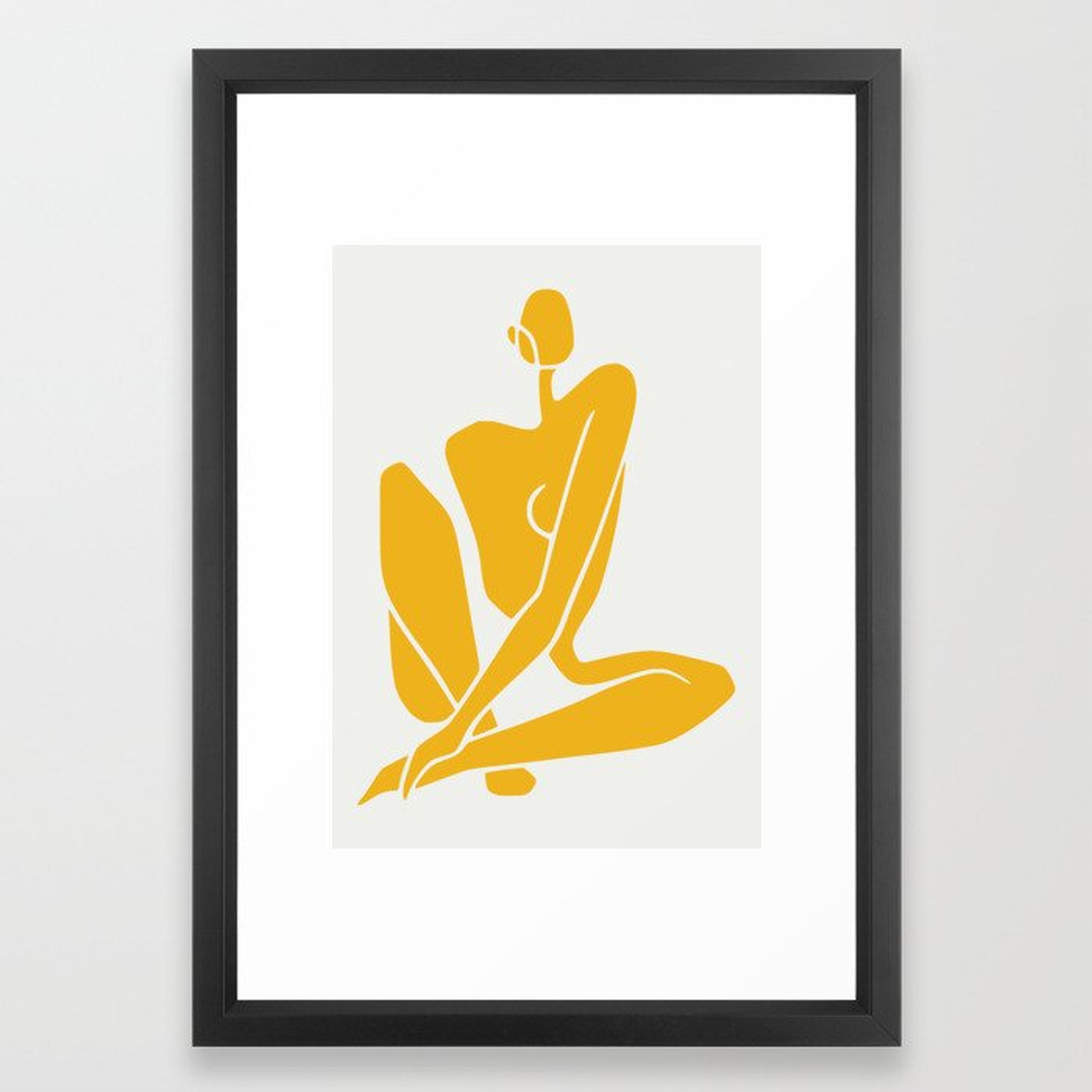 Sitting nude in yellow  - vector black - Society6
