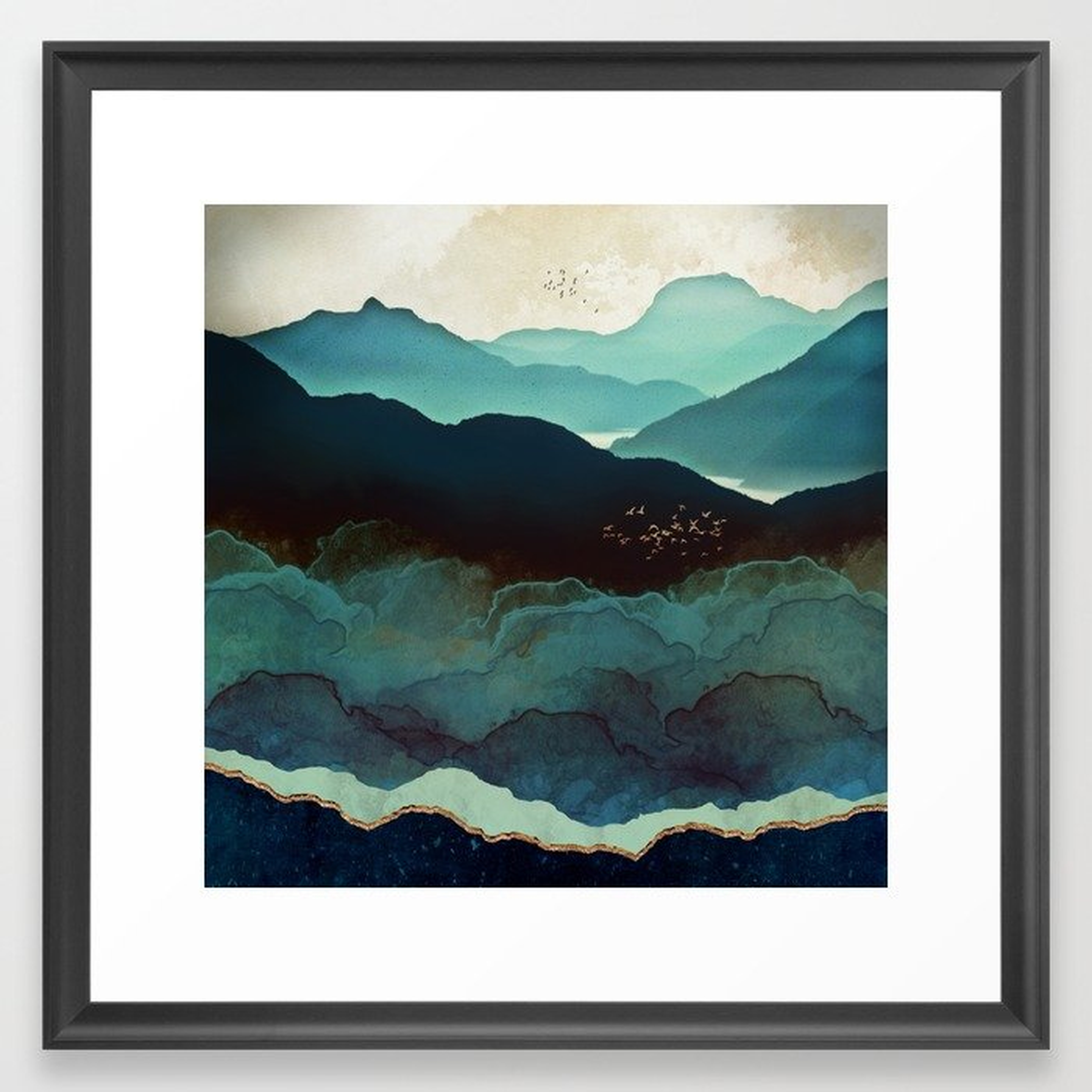 Indigo Mountains Framed Art Print 22x22 - Society6