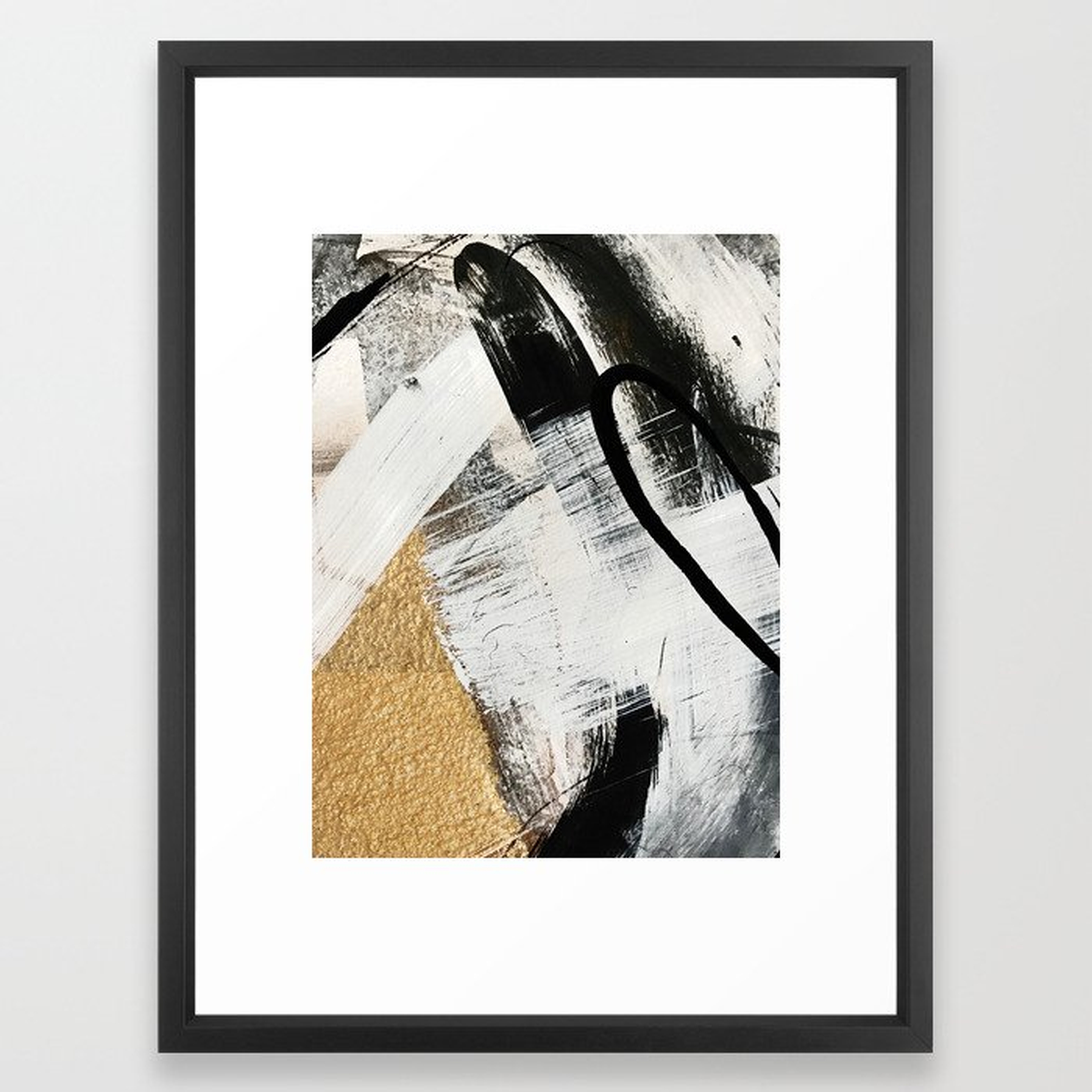 Armor [9]: a minimal abstract piece in black white and gold by Alyssa Hamilton Art Framed Art Print - Society6