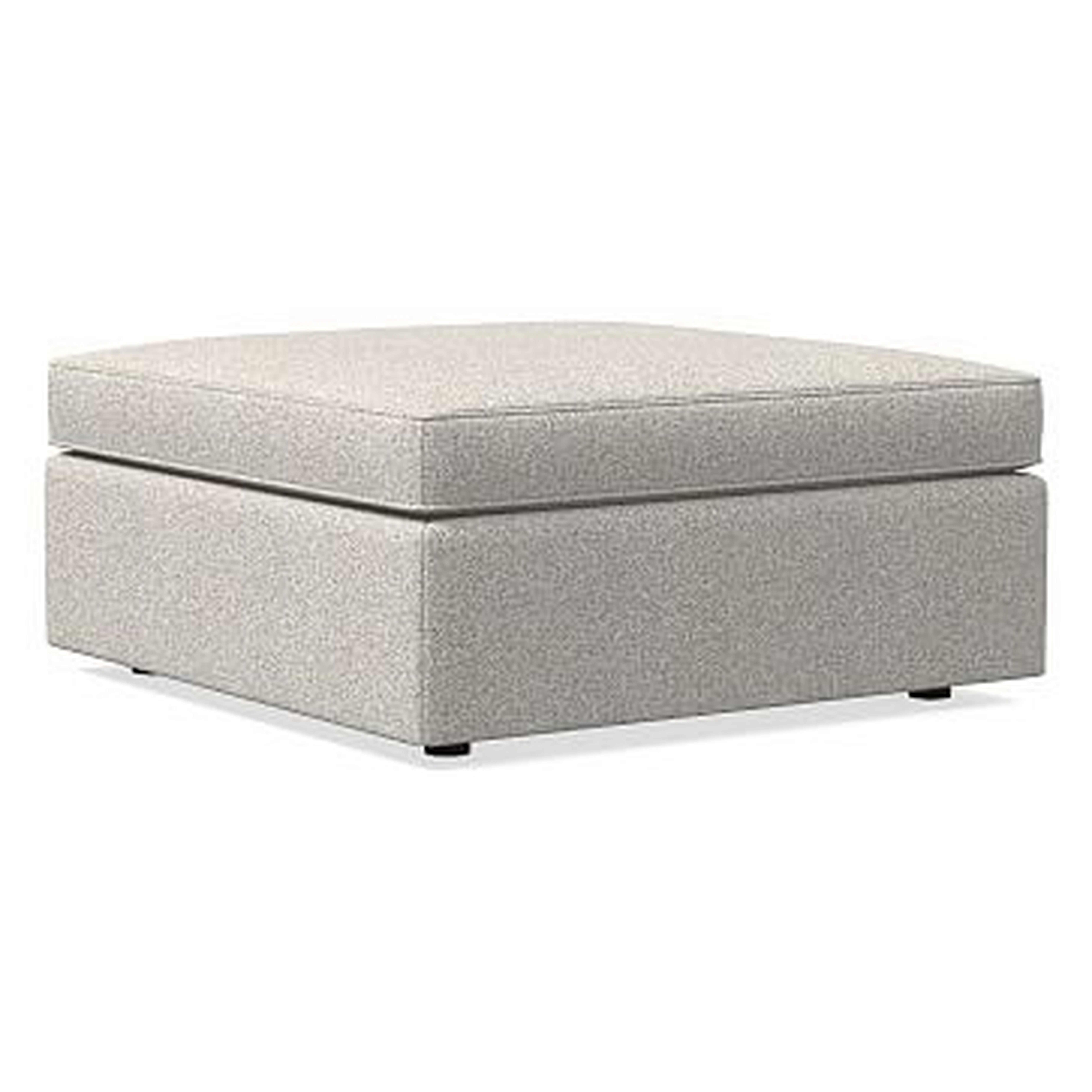 Harris Large Square Ottoman, Chenille Tweed, Irongate, Concealed Support, Poly - West Elm