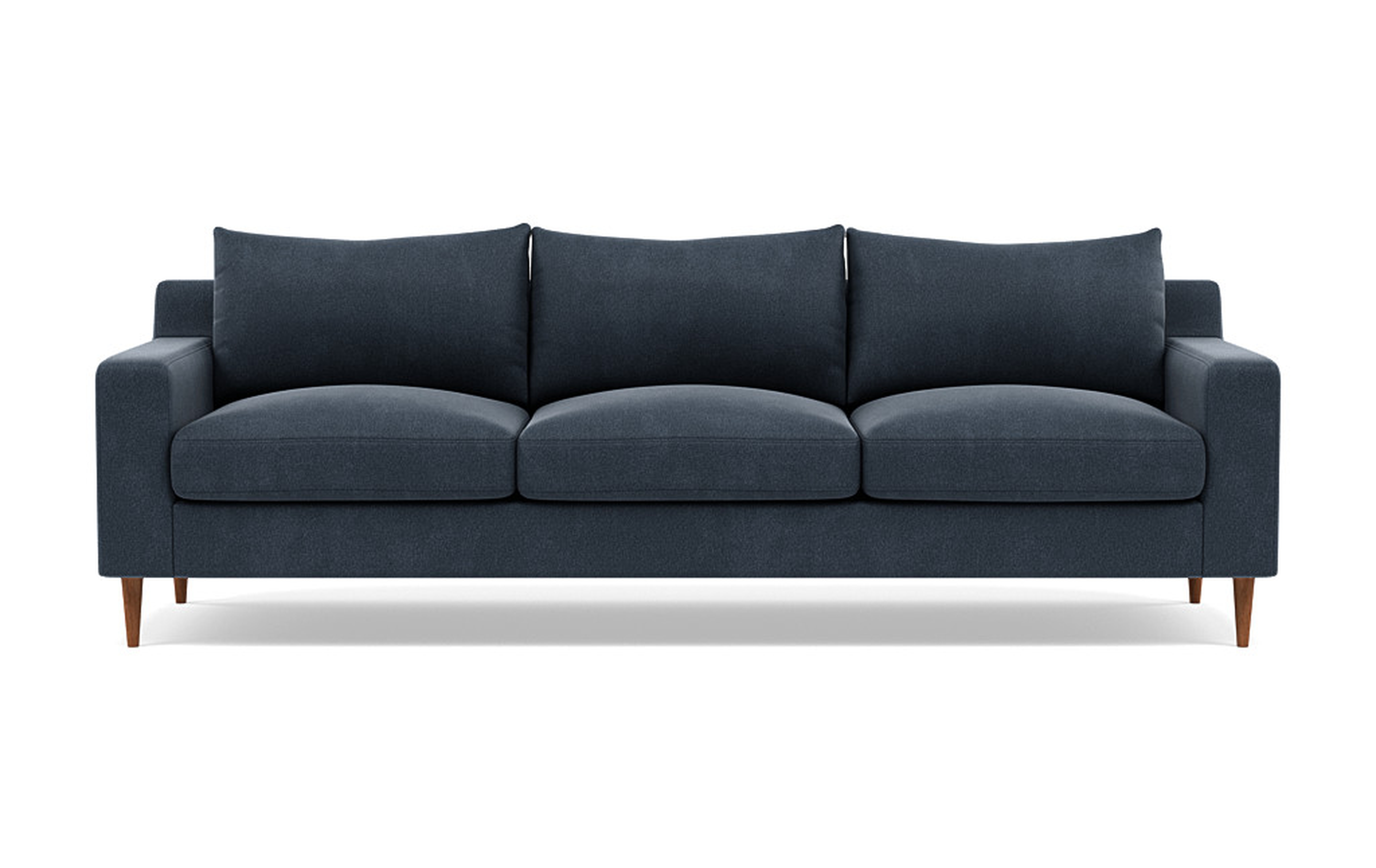 SLOAN 3-Seat Sofa - Twilight Performance Micro Knit, Oiled Walnut Tapered Round Wood - Interior Define