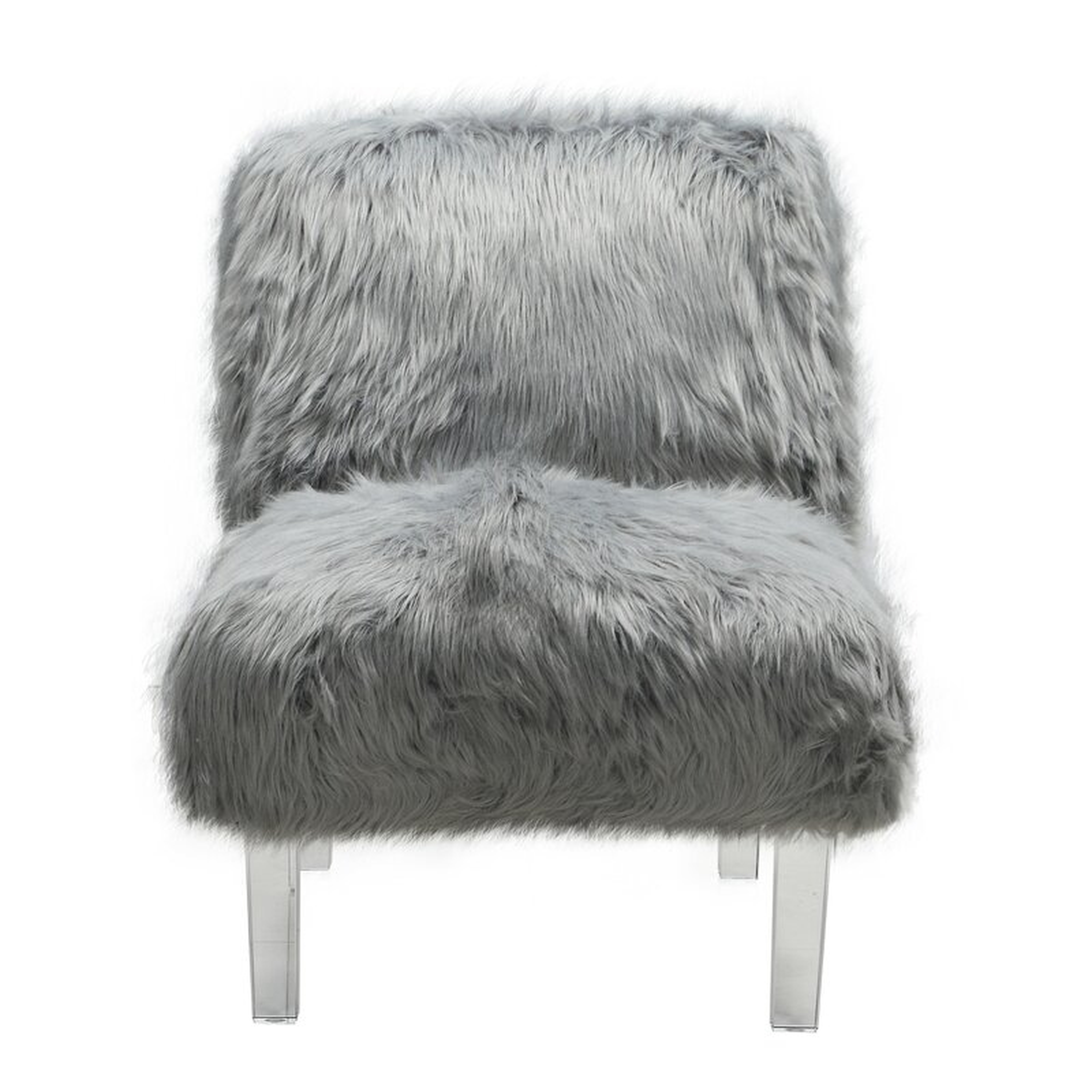 Park Accent Sleek Stylish Faux Fur Upholstered Armless Side Chair - Wayfair