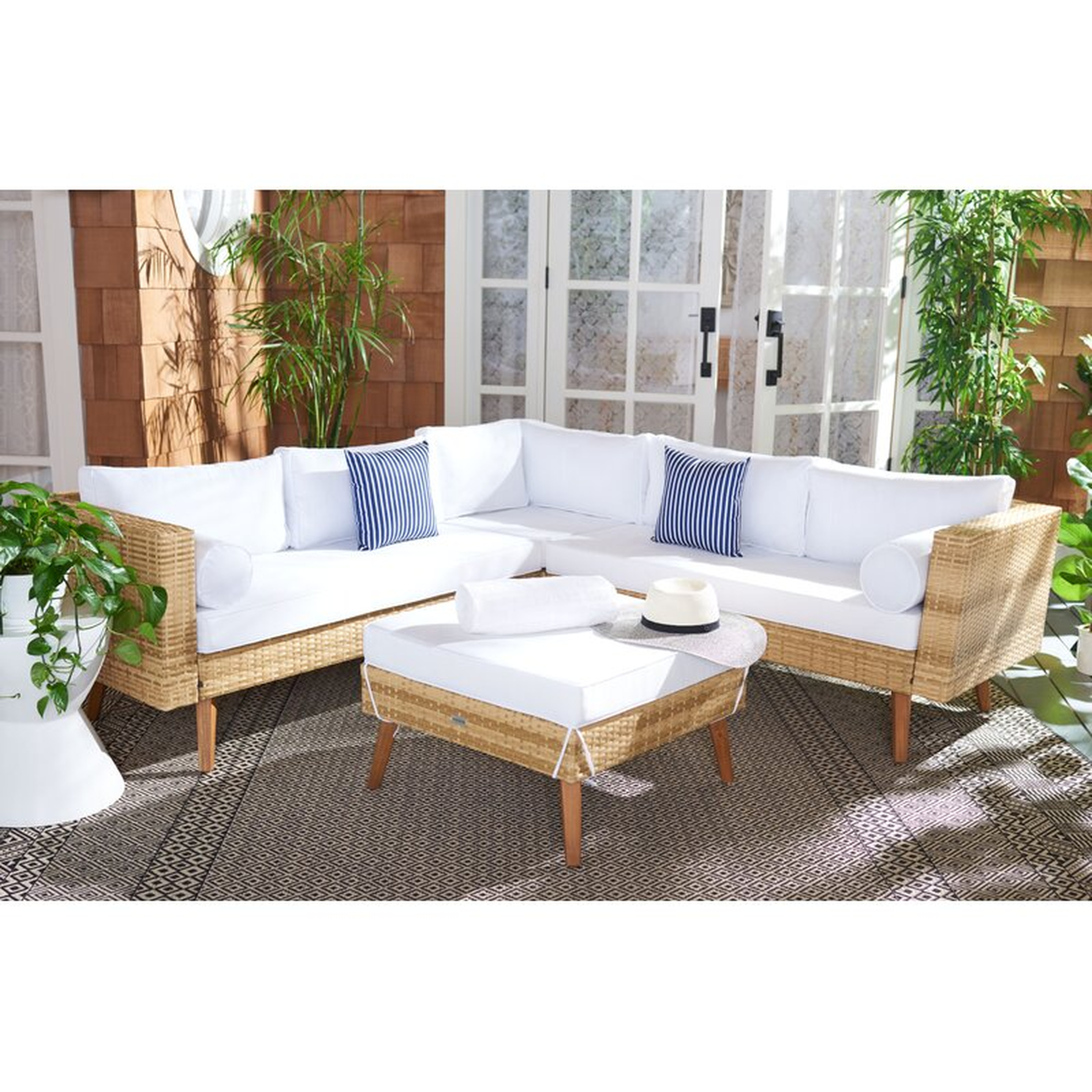 Chicago Outdoor 4 Piece Sectional Seating Group with Cushions - Wayfair
