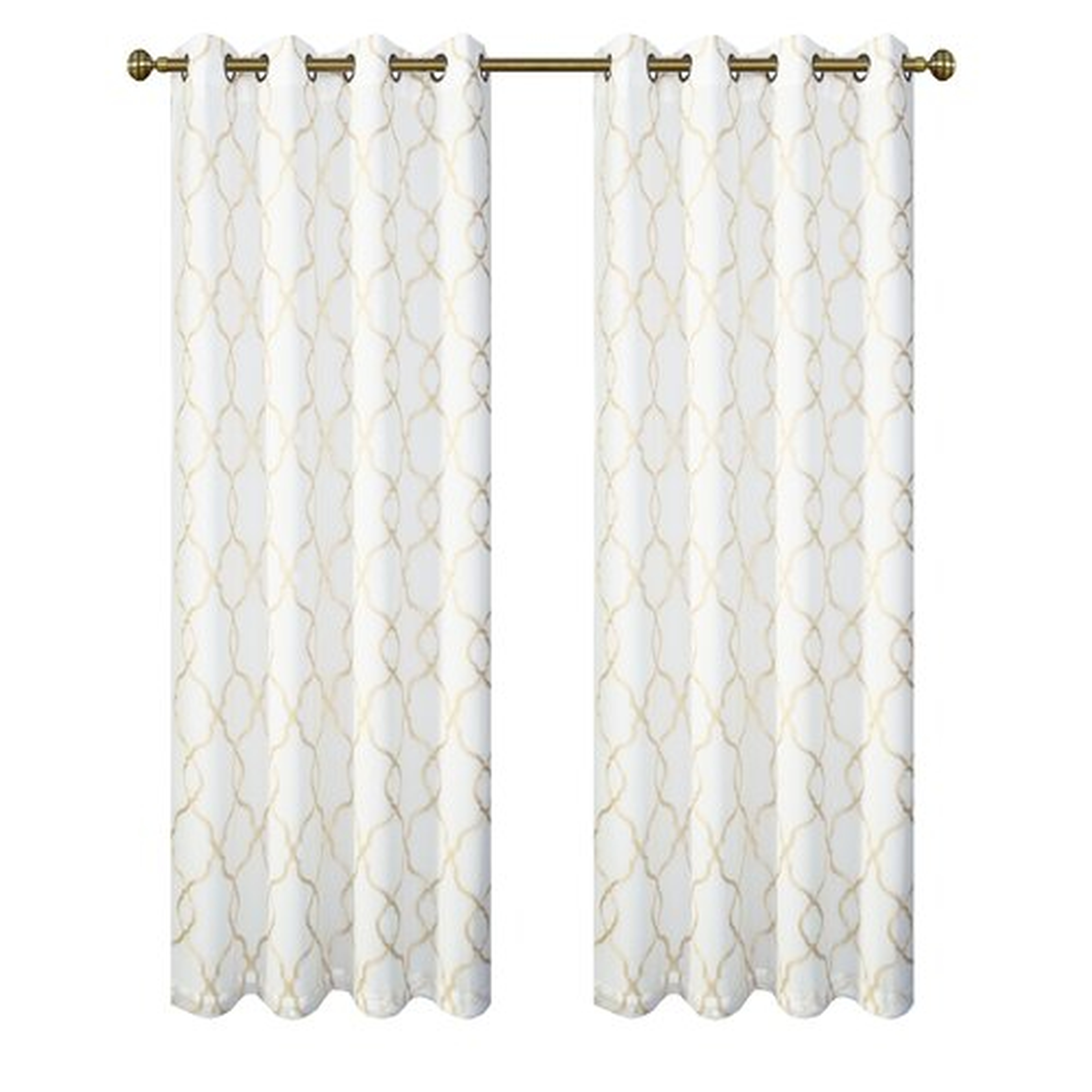 Brigit Geometric Semi-Sheer Thermal Grommet Curtain Panels - 95" set of 2 - Wayfair