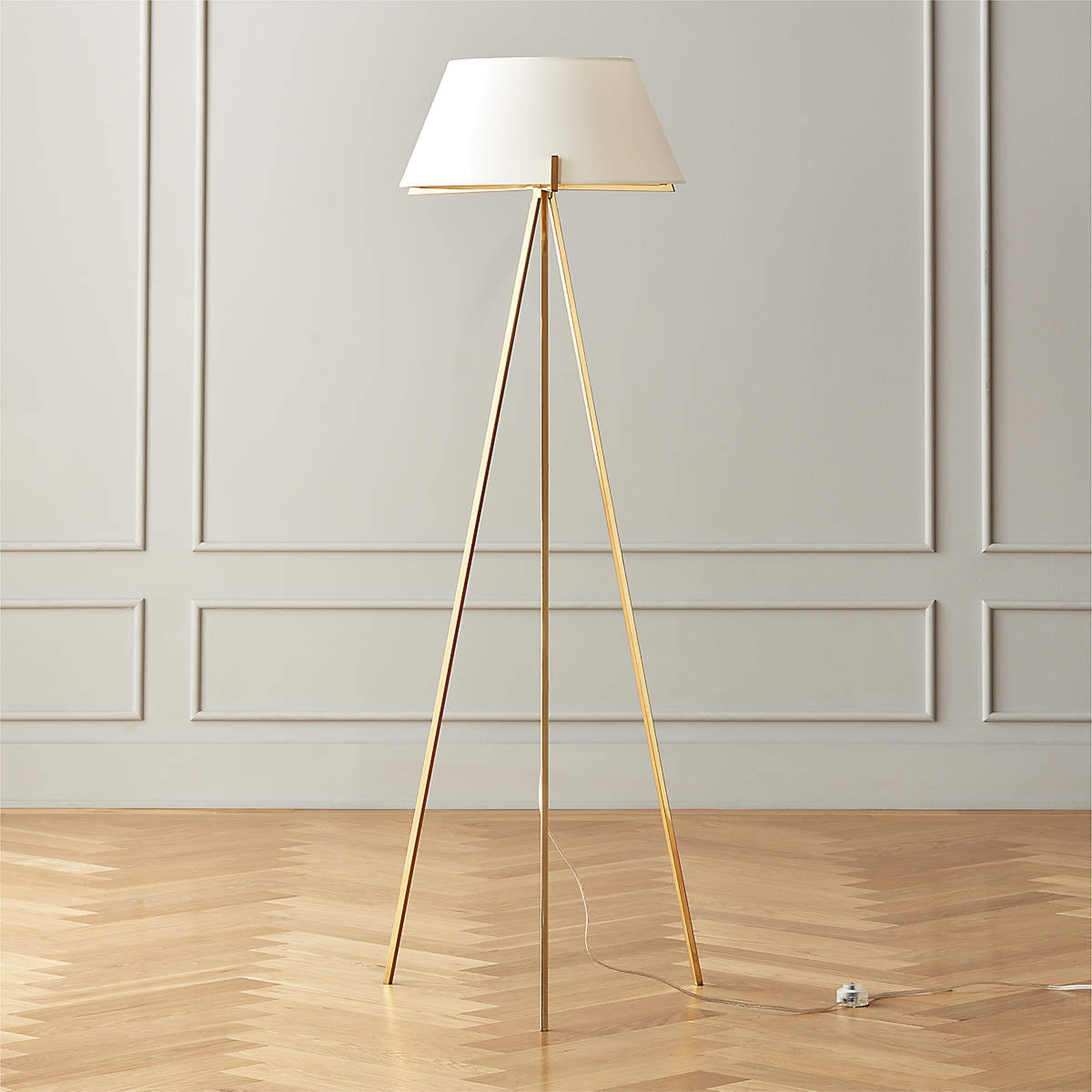 Ornado Polished Brass Floor Lamp - CB2