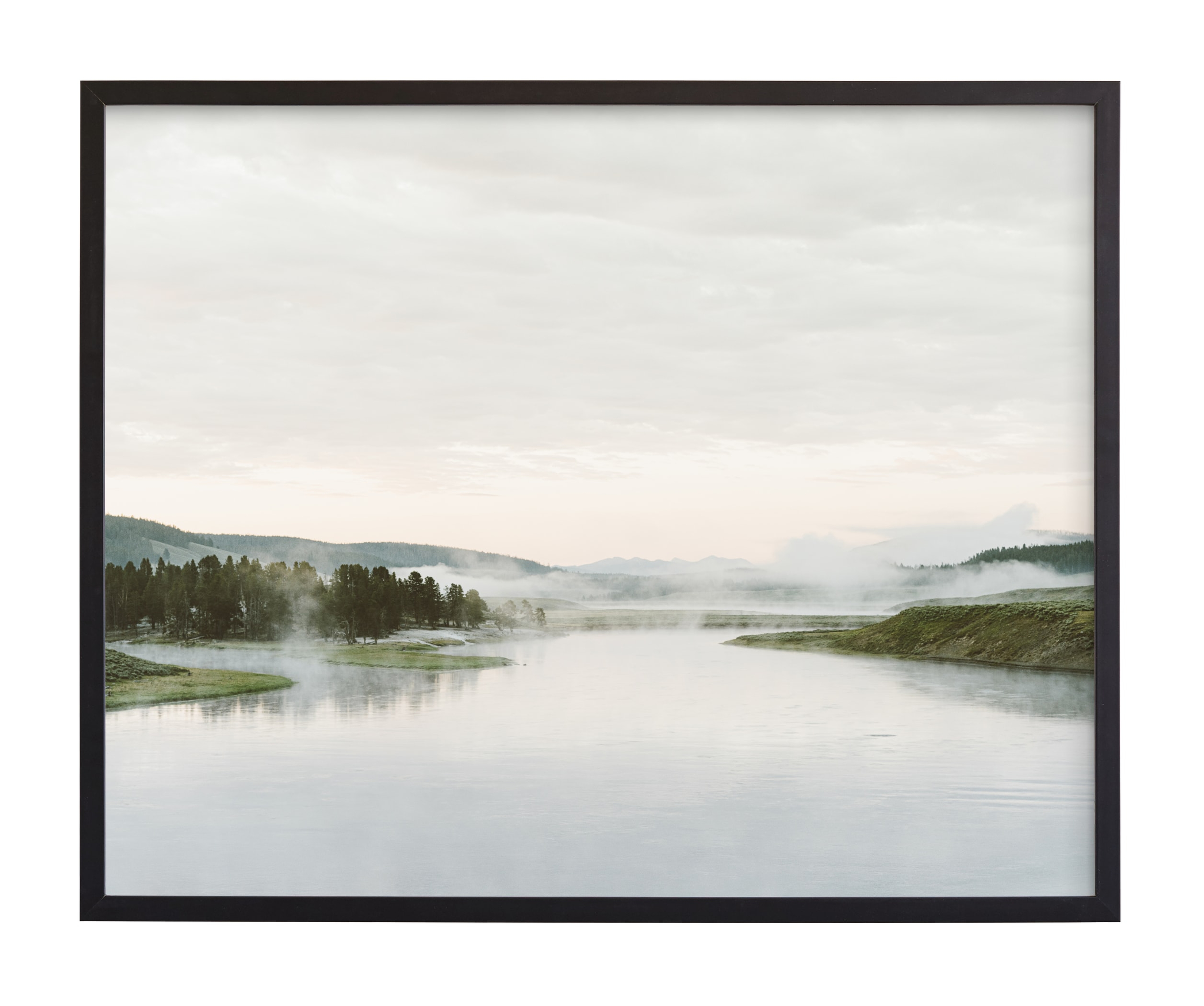 Misty Lake Art Print Black Frame 30"x24" - Minted