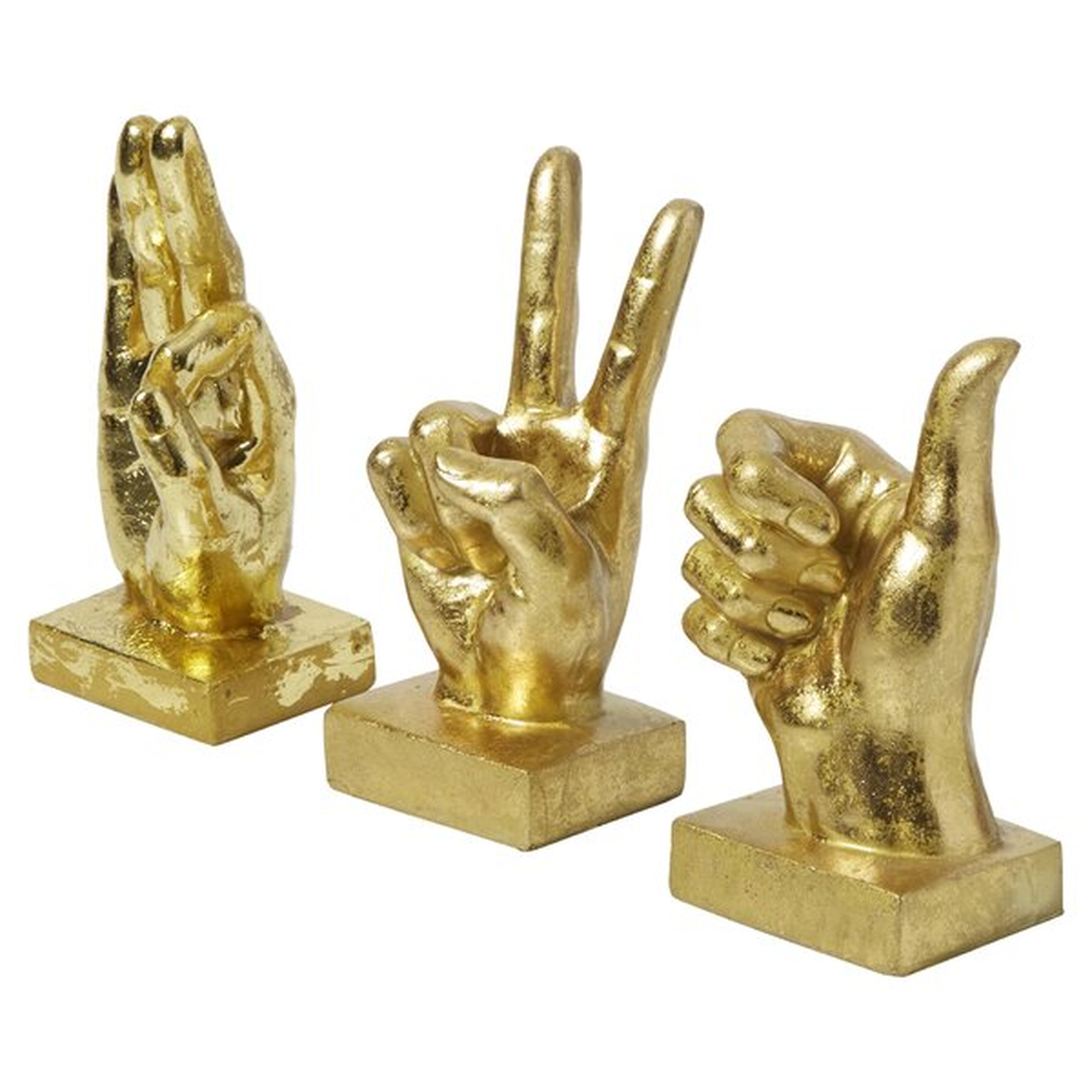 3 Piece Polystone Hand Sign Sculpture Set - Wayfair