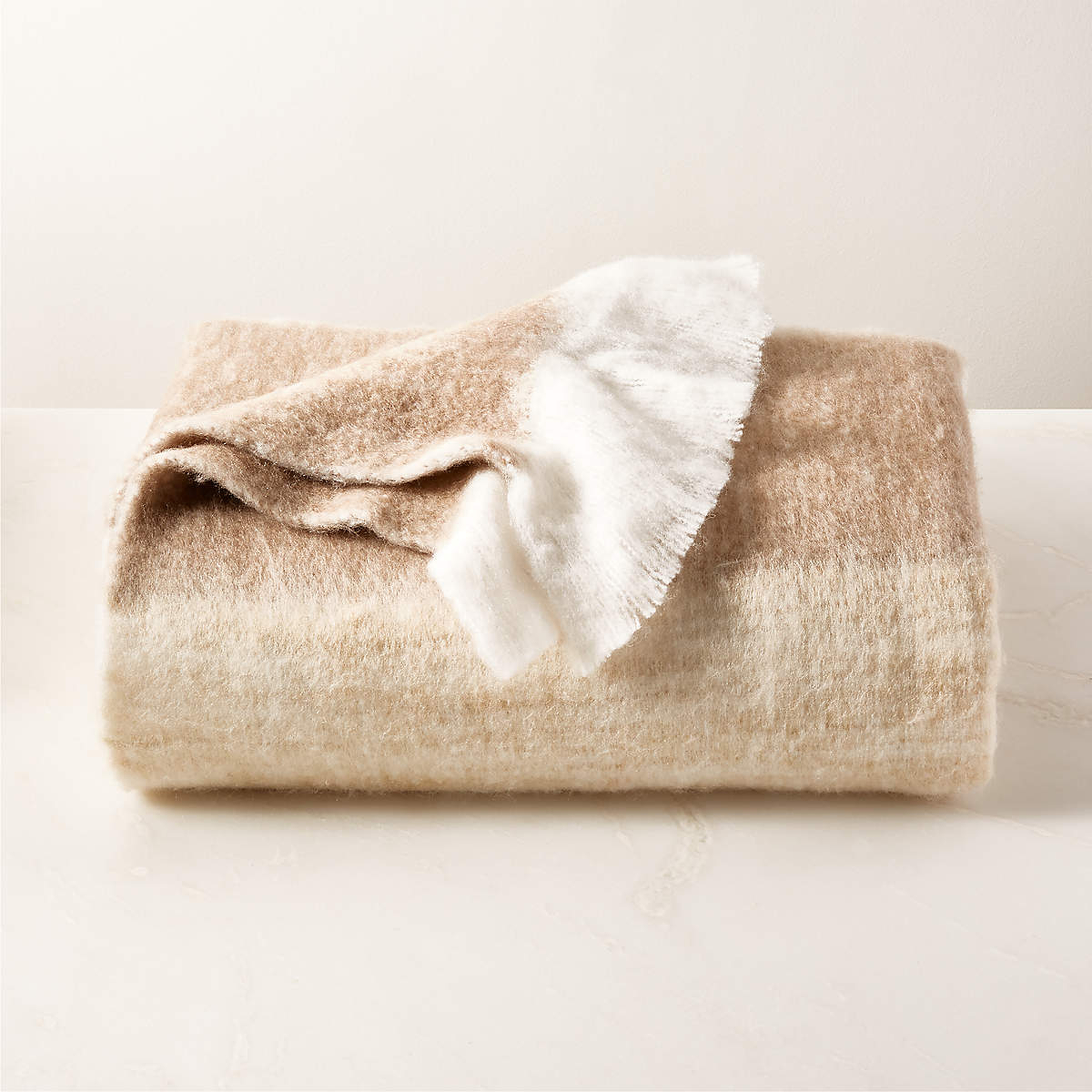 Mira Ombre Neutral Throw Blanket - CB2