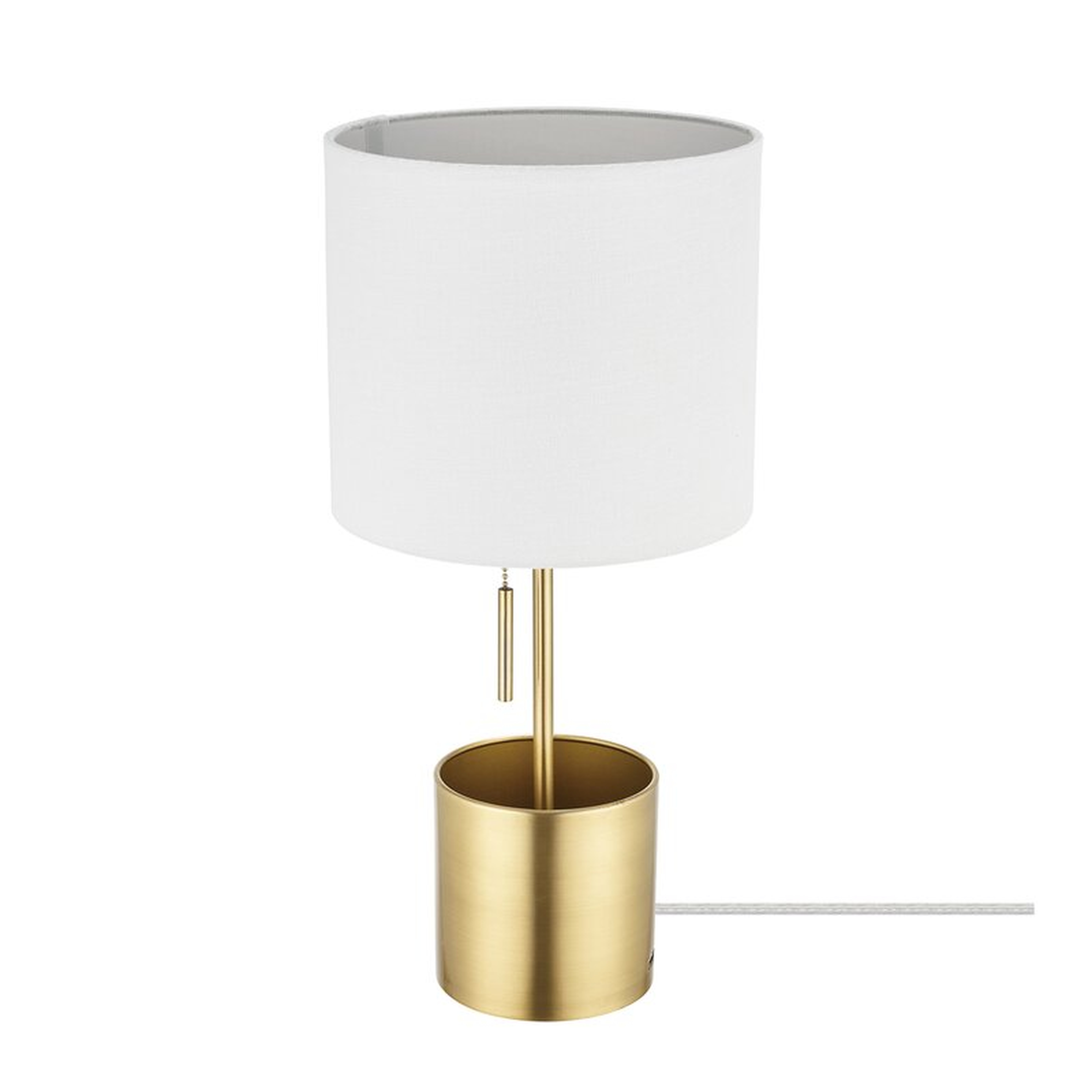 Pratt 19" Brass Table Lamp with USB - Wayfair