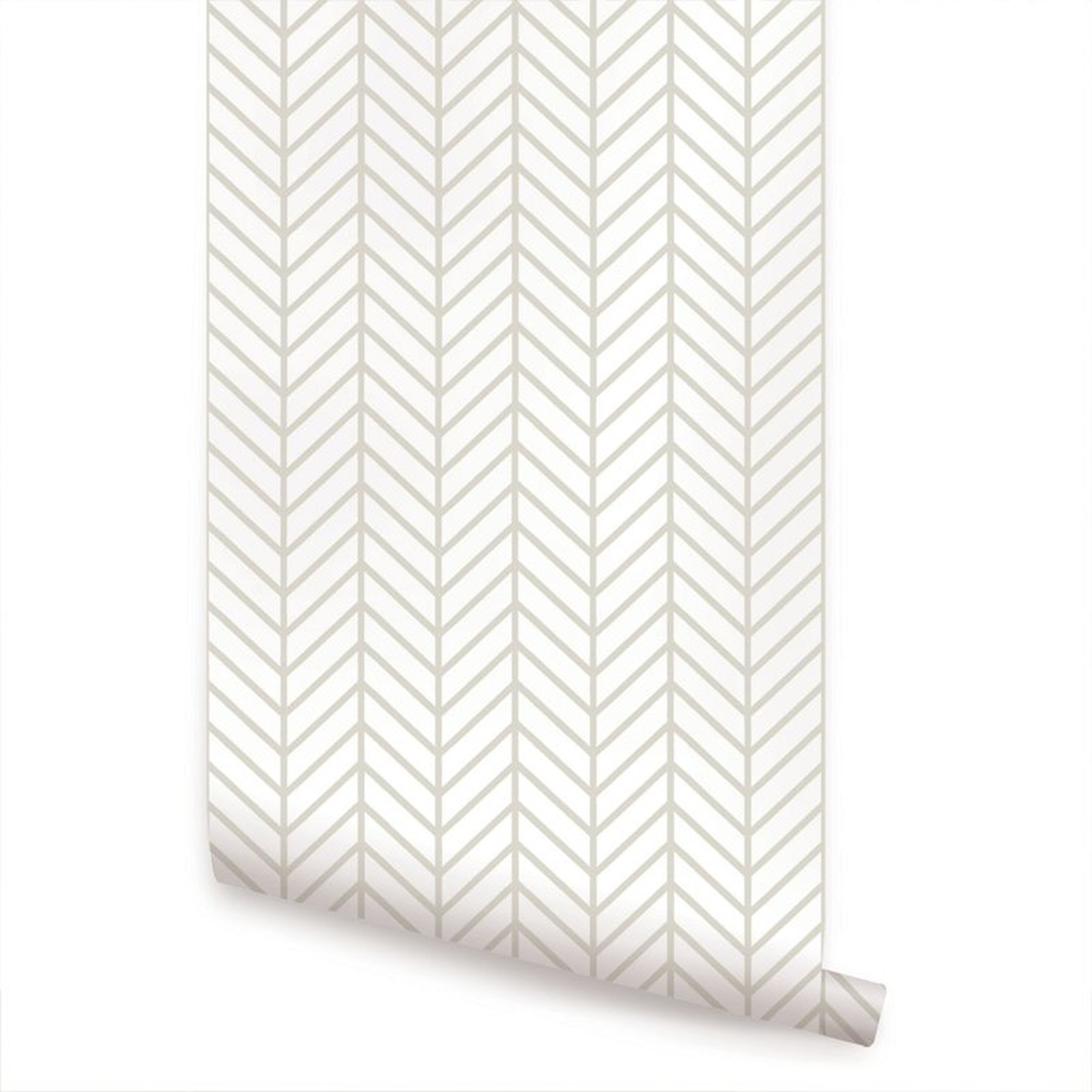 Nevaeh Herringbone Line Matte Peel and Stick Wallpaper Panel - Wayfair