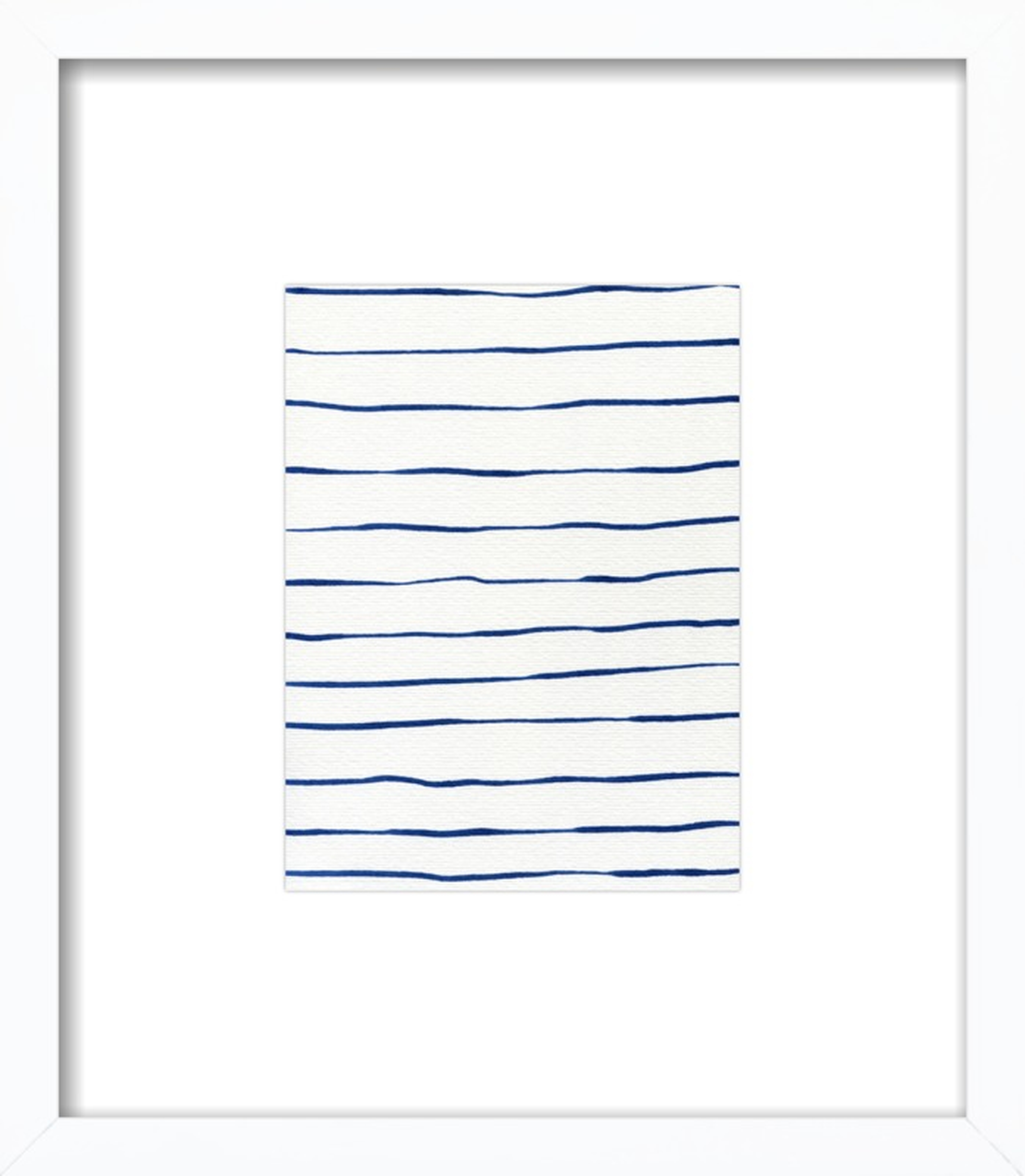 Blue Stripes/ White Wood Frame/with matte/ 8" x 10" - 13" x 15" - Artfully Walls