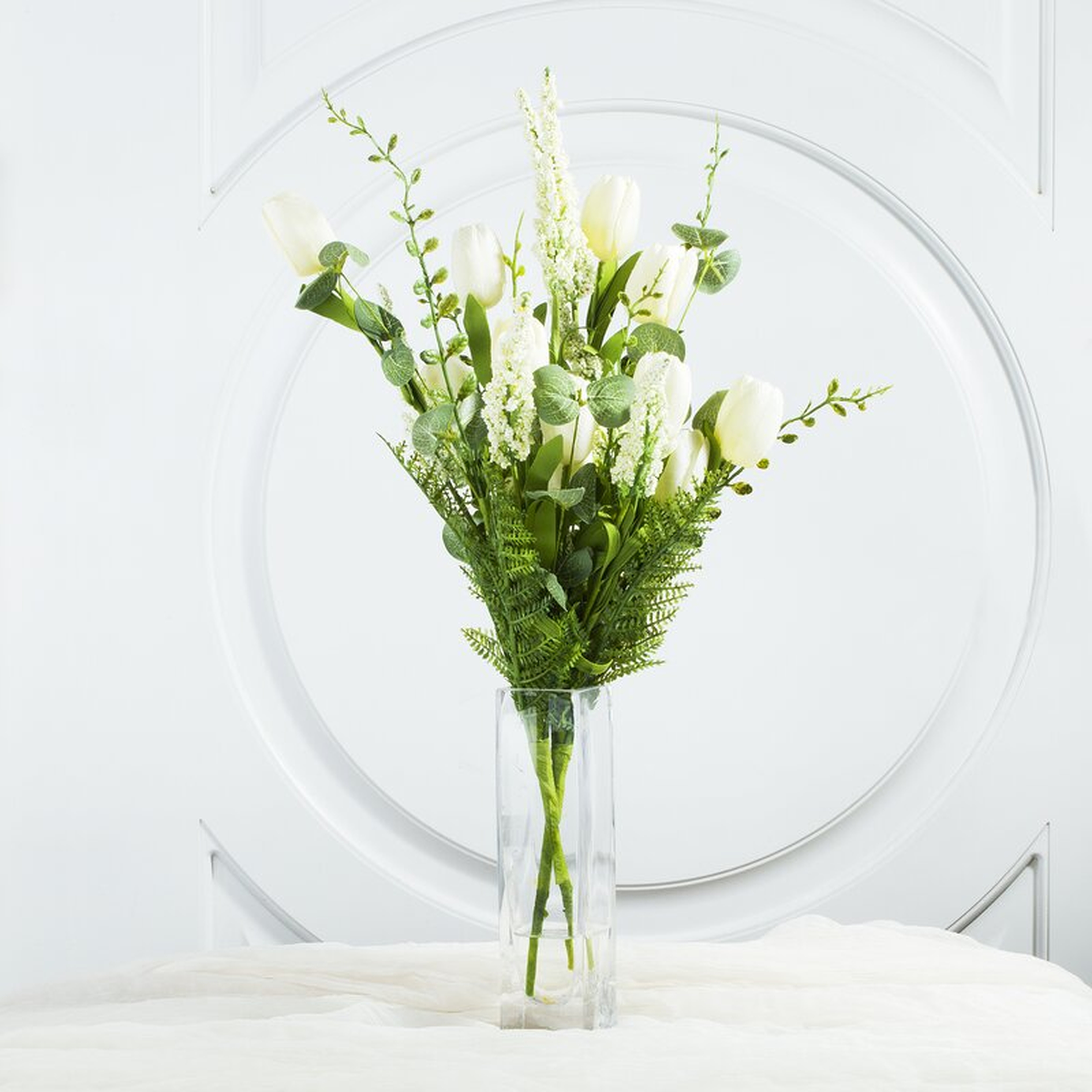 Mixed Silk Tulip Floral Arrangements and Centerpieces in Glass Vase - Wayfair