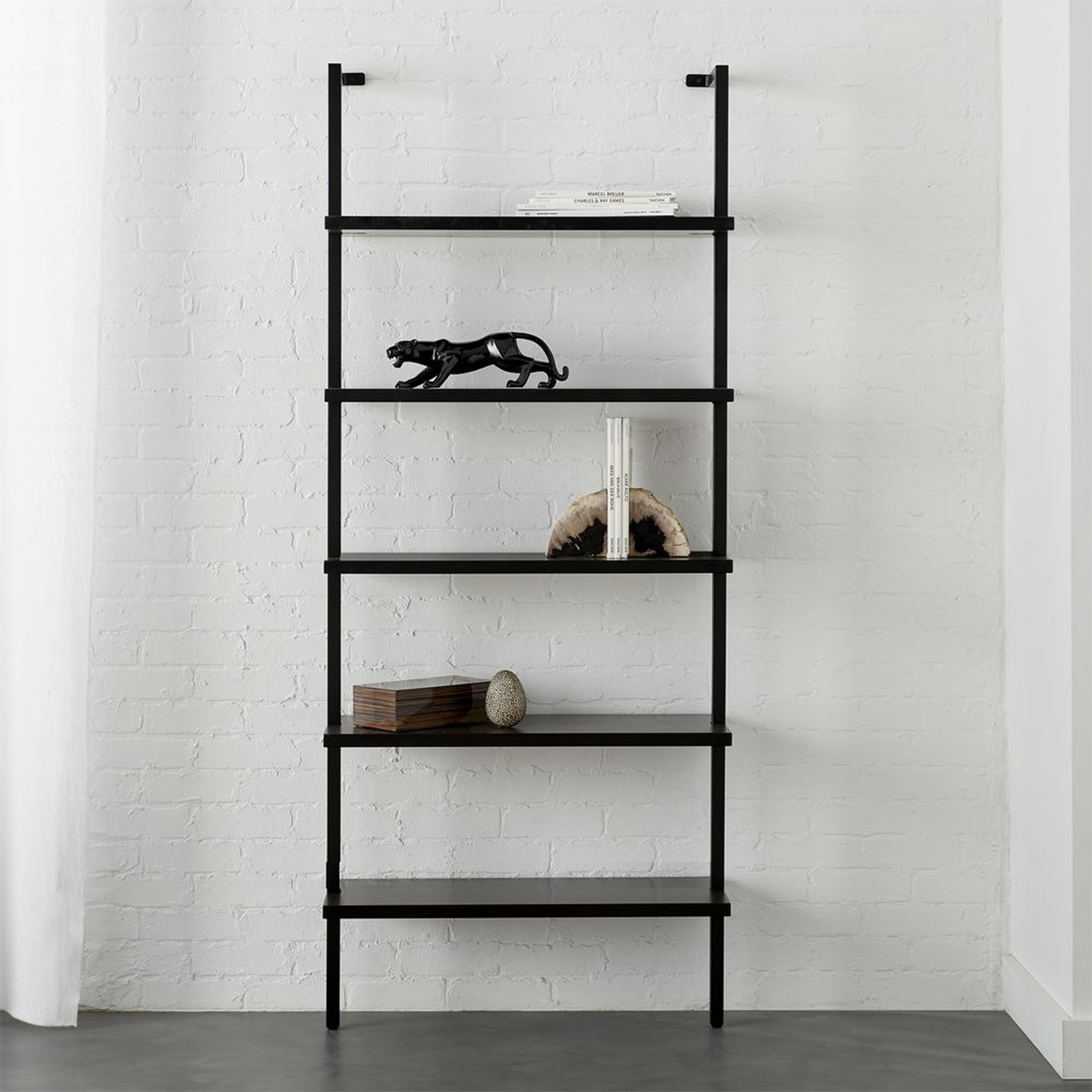 "Stairway Black 72.5"" Wall Mounted Bookcase" - CB2