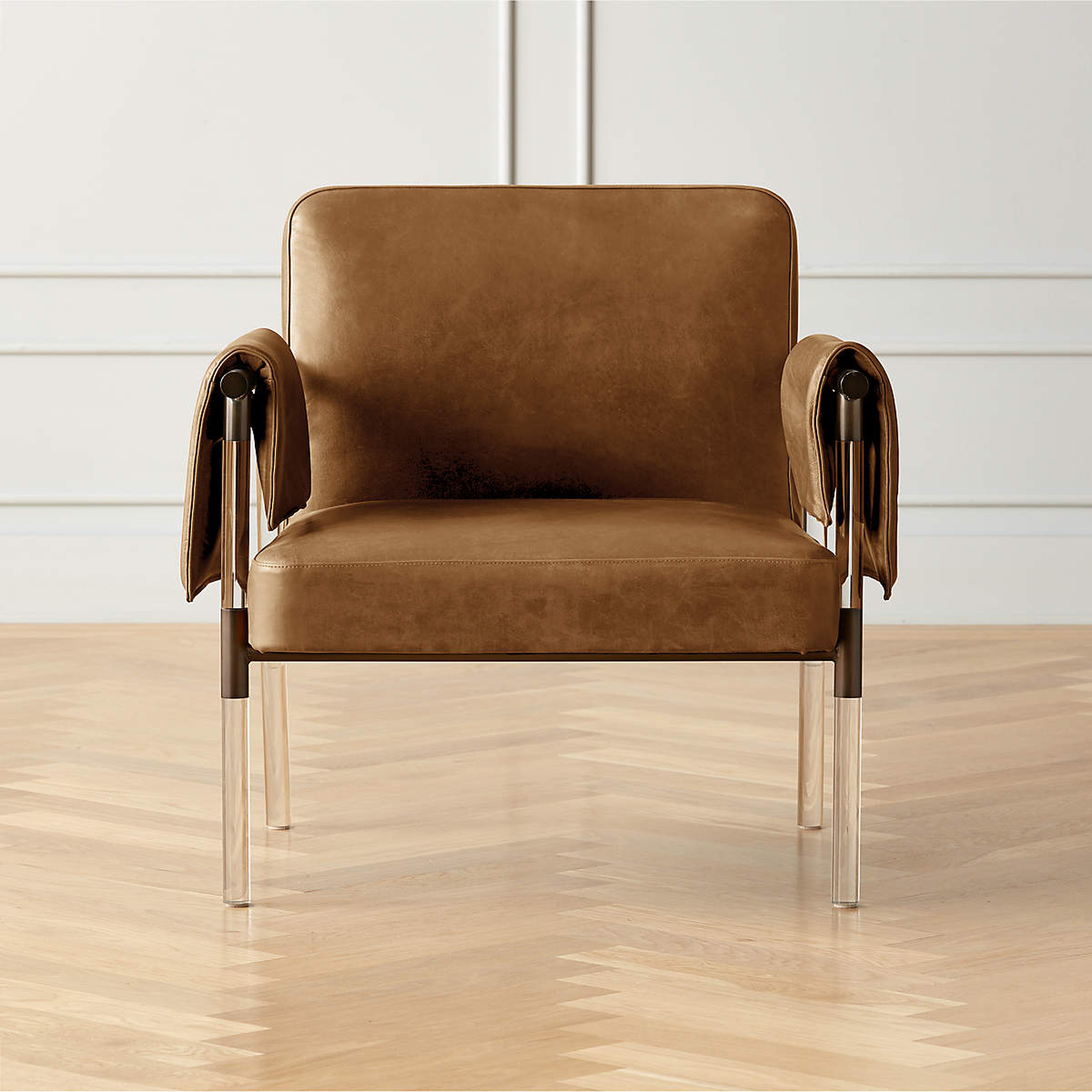 ATLAS ACRYLIC AND TOBACCO LEATHER CHAIR - CB2