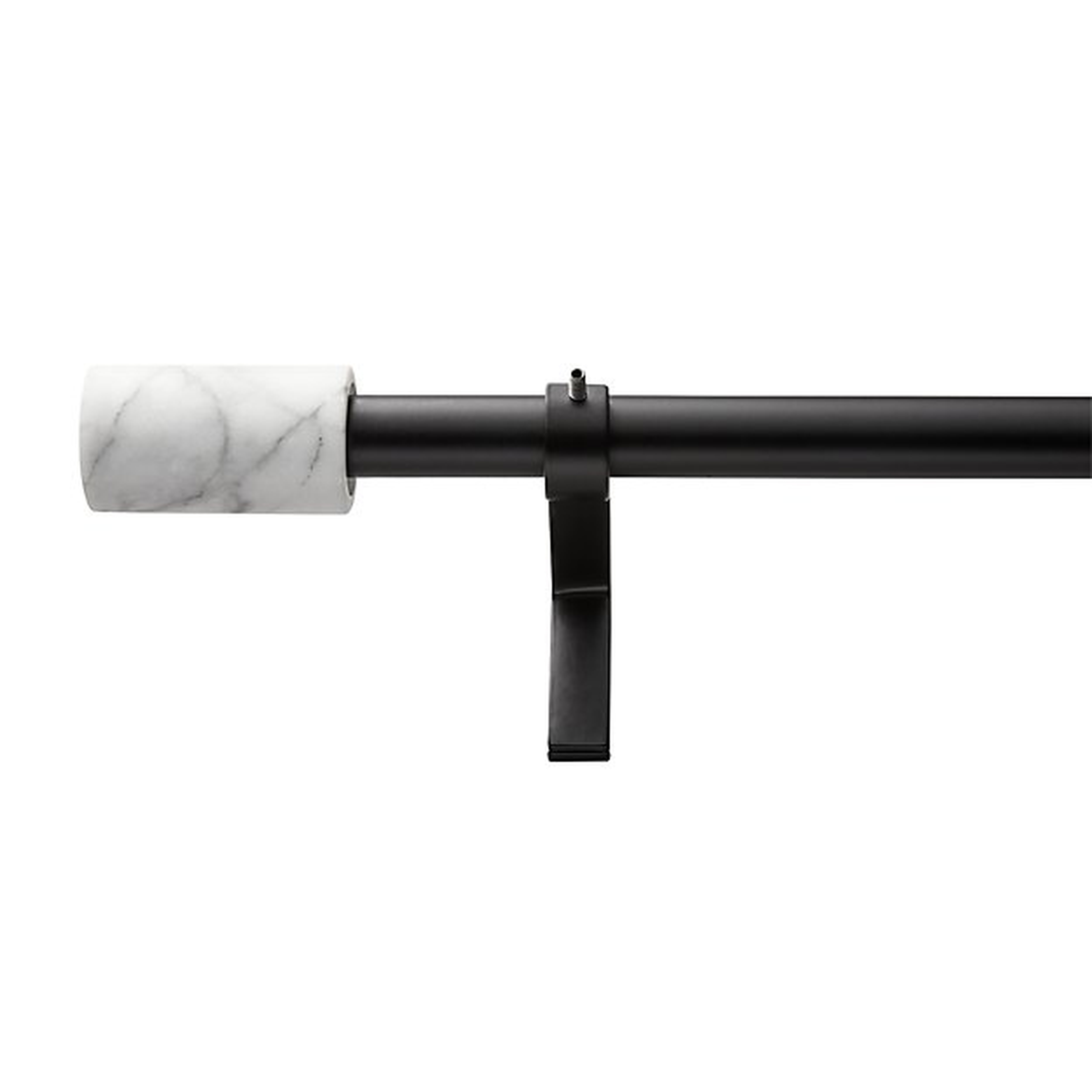 Matte Black with White Marble Finial Curtain Rod Set 48"-88"x.75"Dia. - CB2