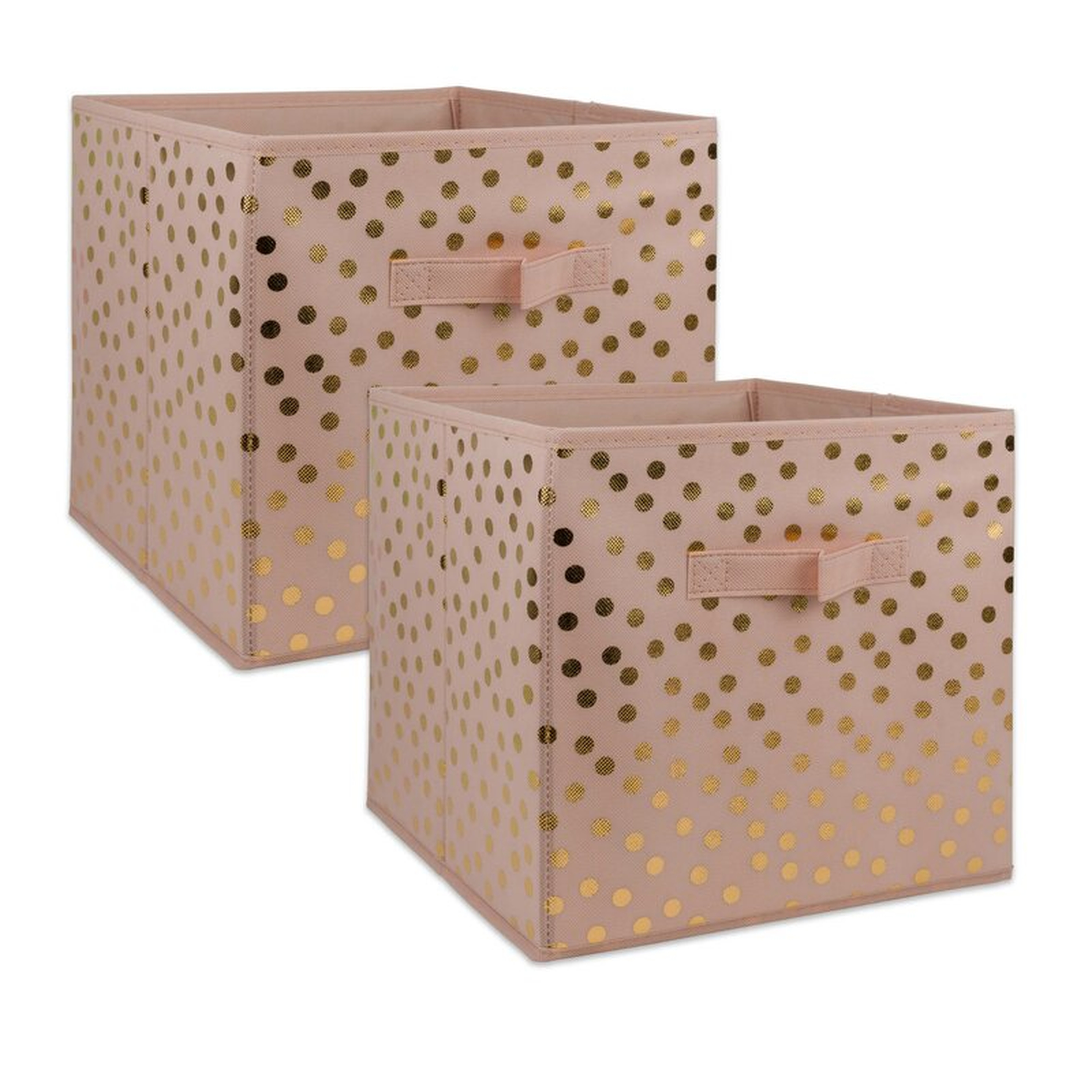 Small Dots Nonwoven 2 Piece Fabric Cube Set - Pink/Gold - Wayfair
