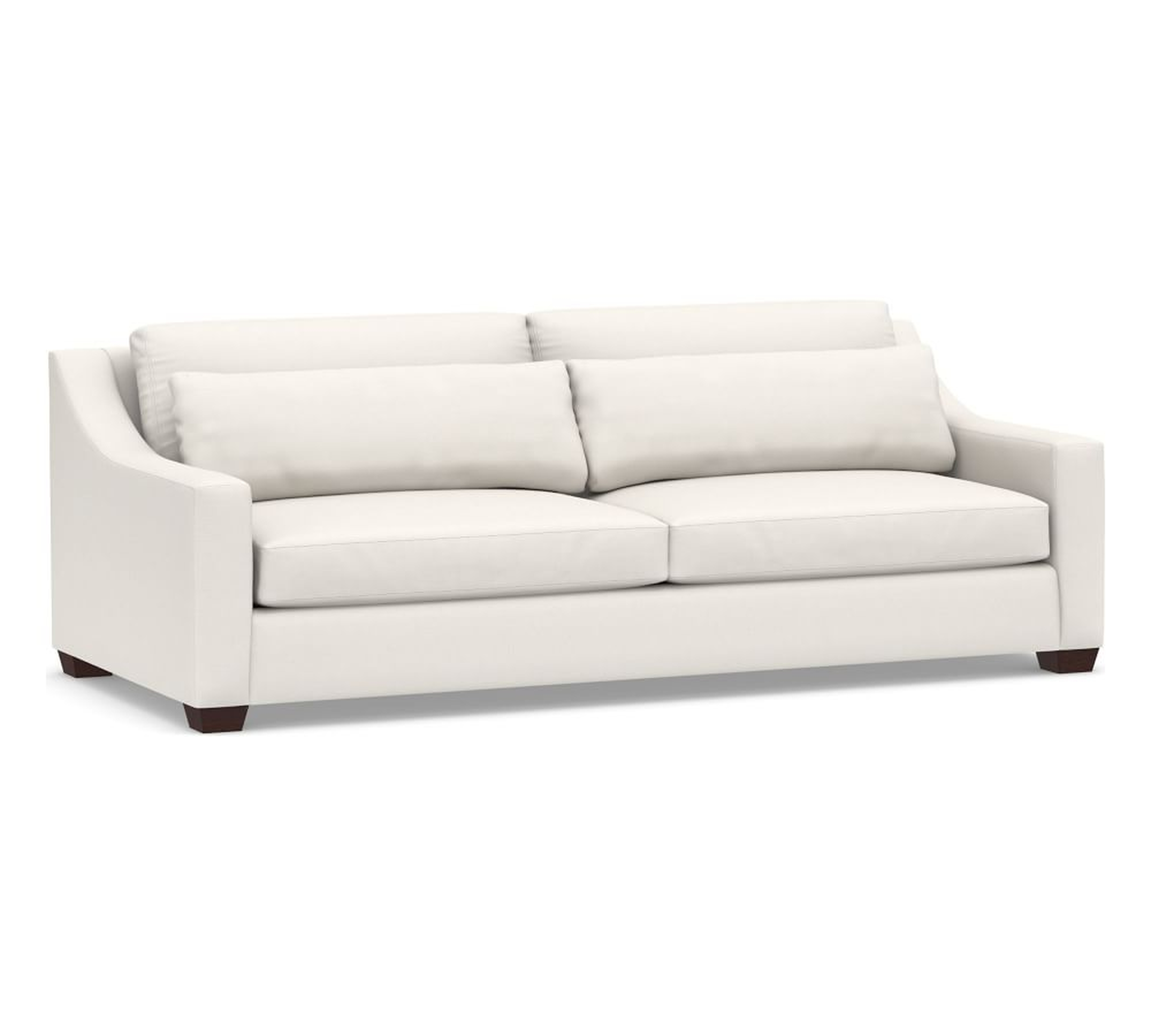 York Slope Arm Upholstered Deep Seat Grand Sofa 95" 2-Seater, Down Blend Wrapped Cushions, Performance Everydaylinen(TM) Ivory - Pottery Barn