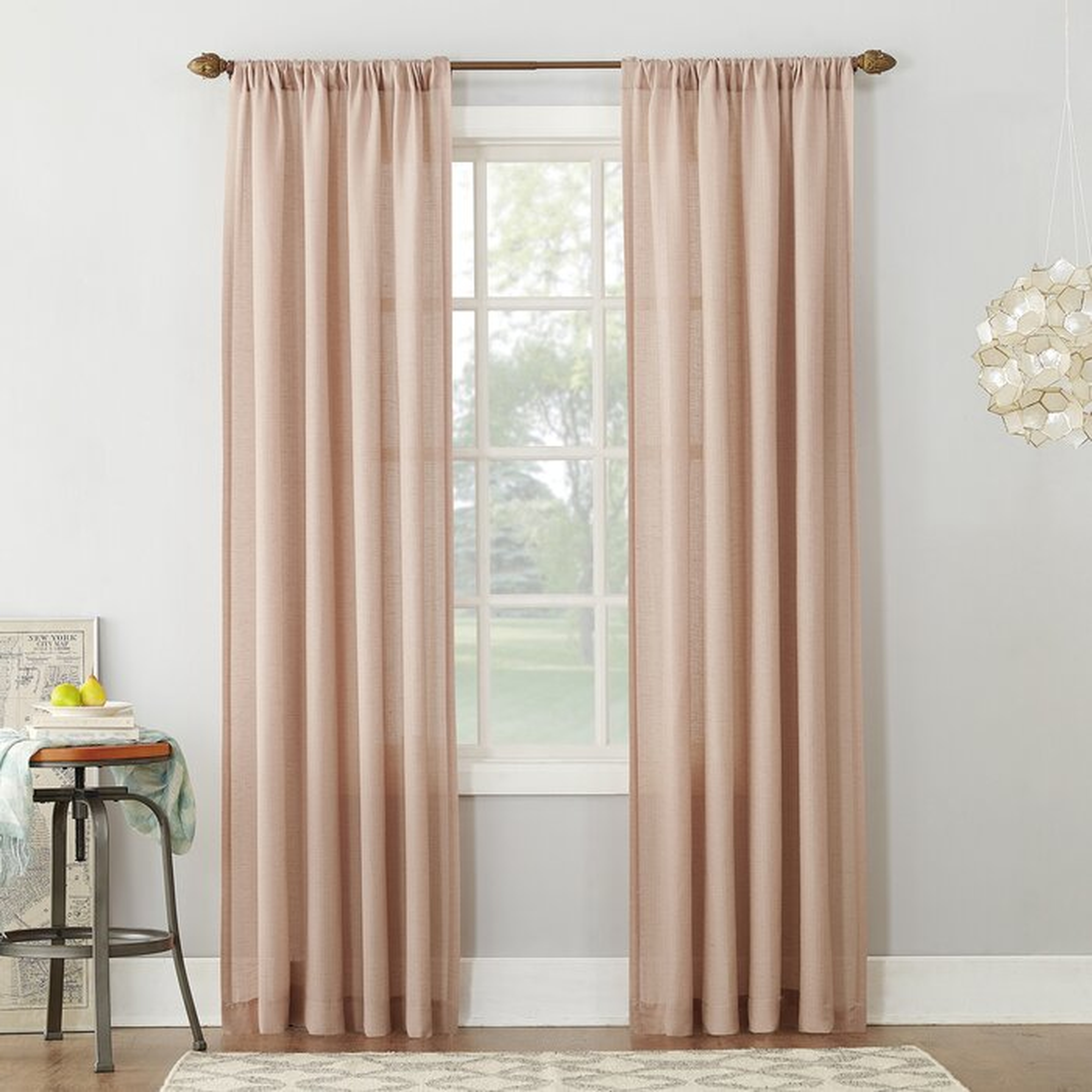 Berwick Linen Blend Solid Semi-Sheer Rod Pocket Single Curtain Panel - Wayfair