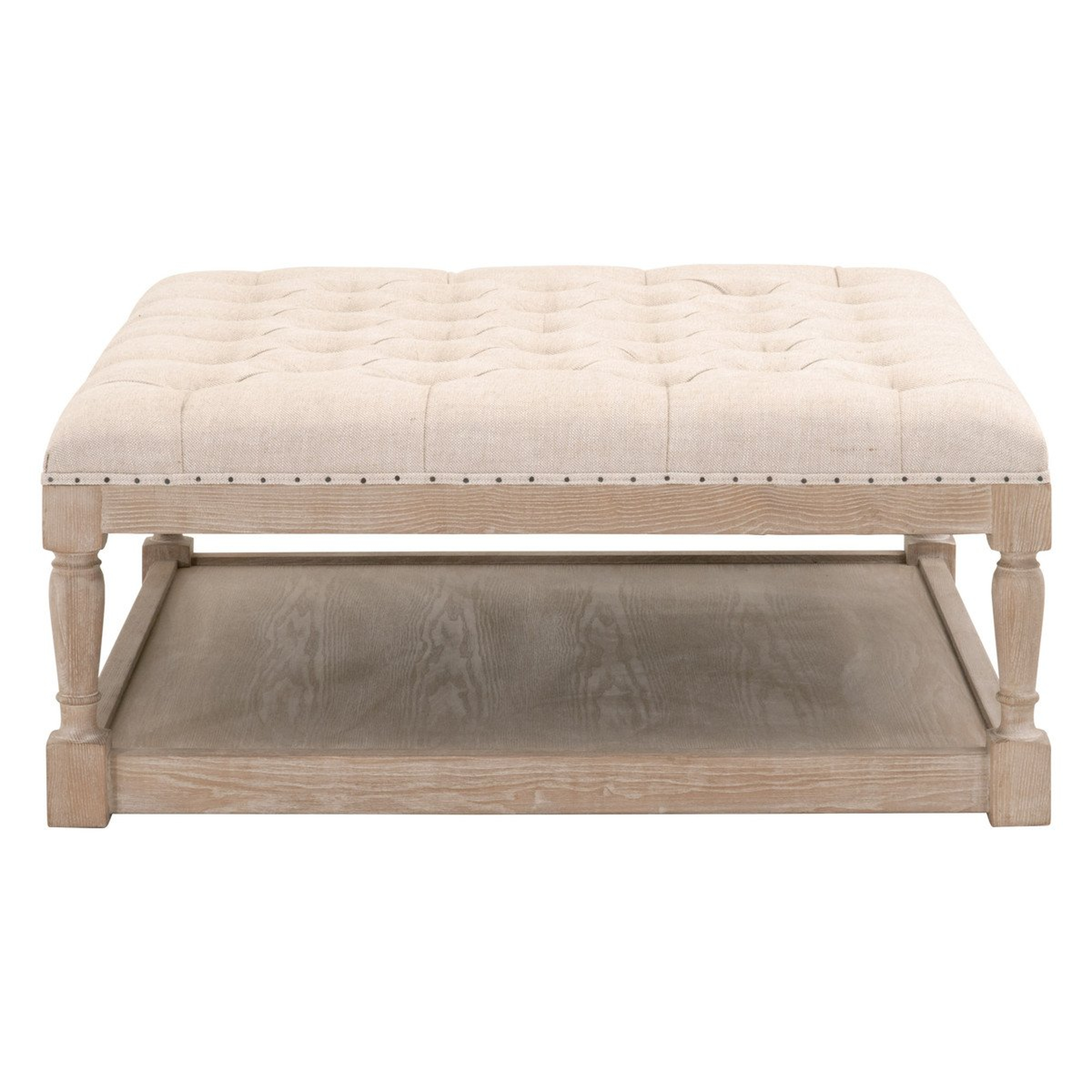 Townsend Tufted Upholstered Coffee Table, Bisque French Linen - Alder House
