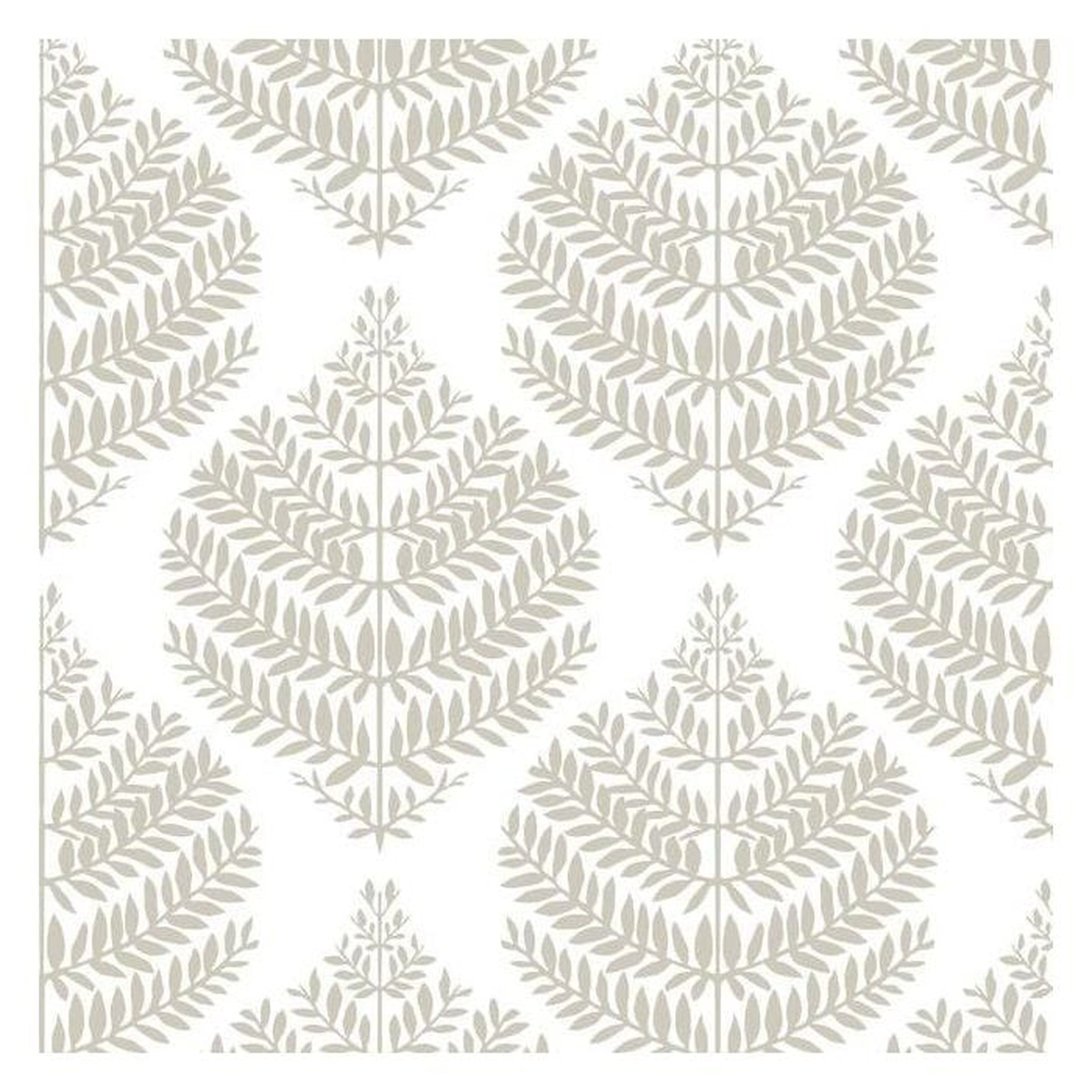 Hygge Fern Damask Peel and Stick Wallpaper, Taupe - York Wallcoverings
